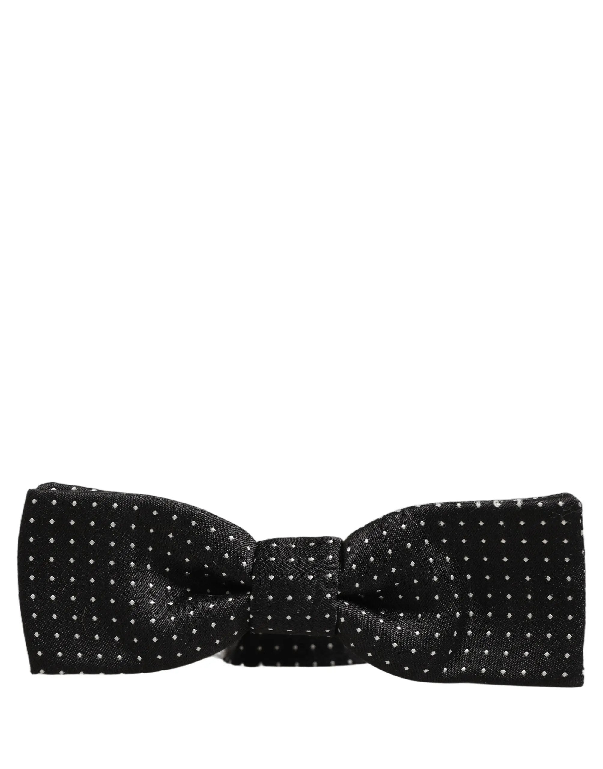 Nœud papillon Dolce &amp; Gabbana à pois noirs et blancs, ajustable.