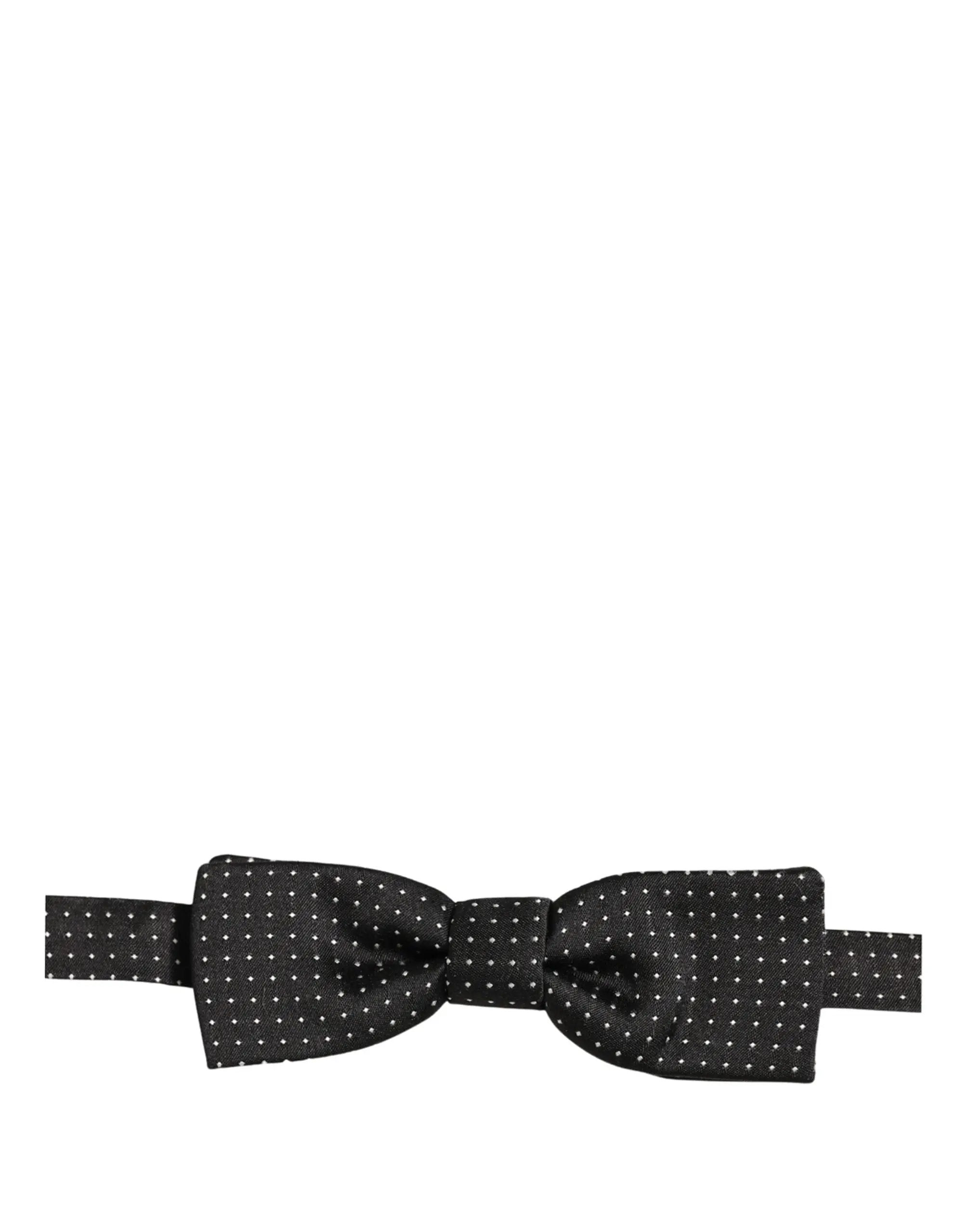 Nœud papillon Dolce &amp; Gabbana à pois noirs et blancs, ajustable.