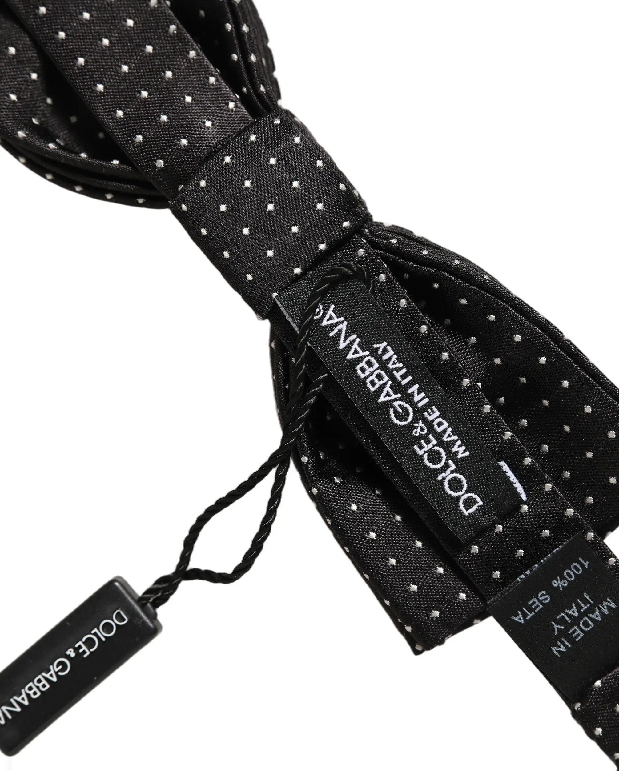 Nœud papillon Dolce &amp; Gabbana à pois noirs et blancs, ajustable.