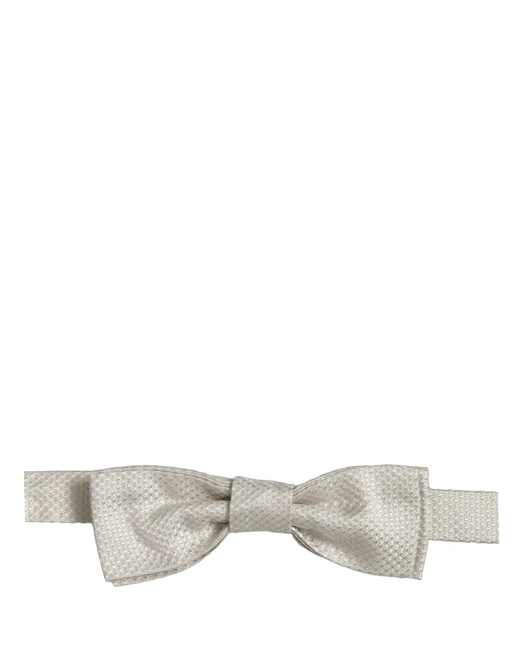 Nœud Papillon Réglable Dolce & Gabbana Homme en Soie Blanche 100%