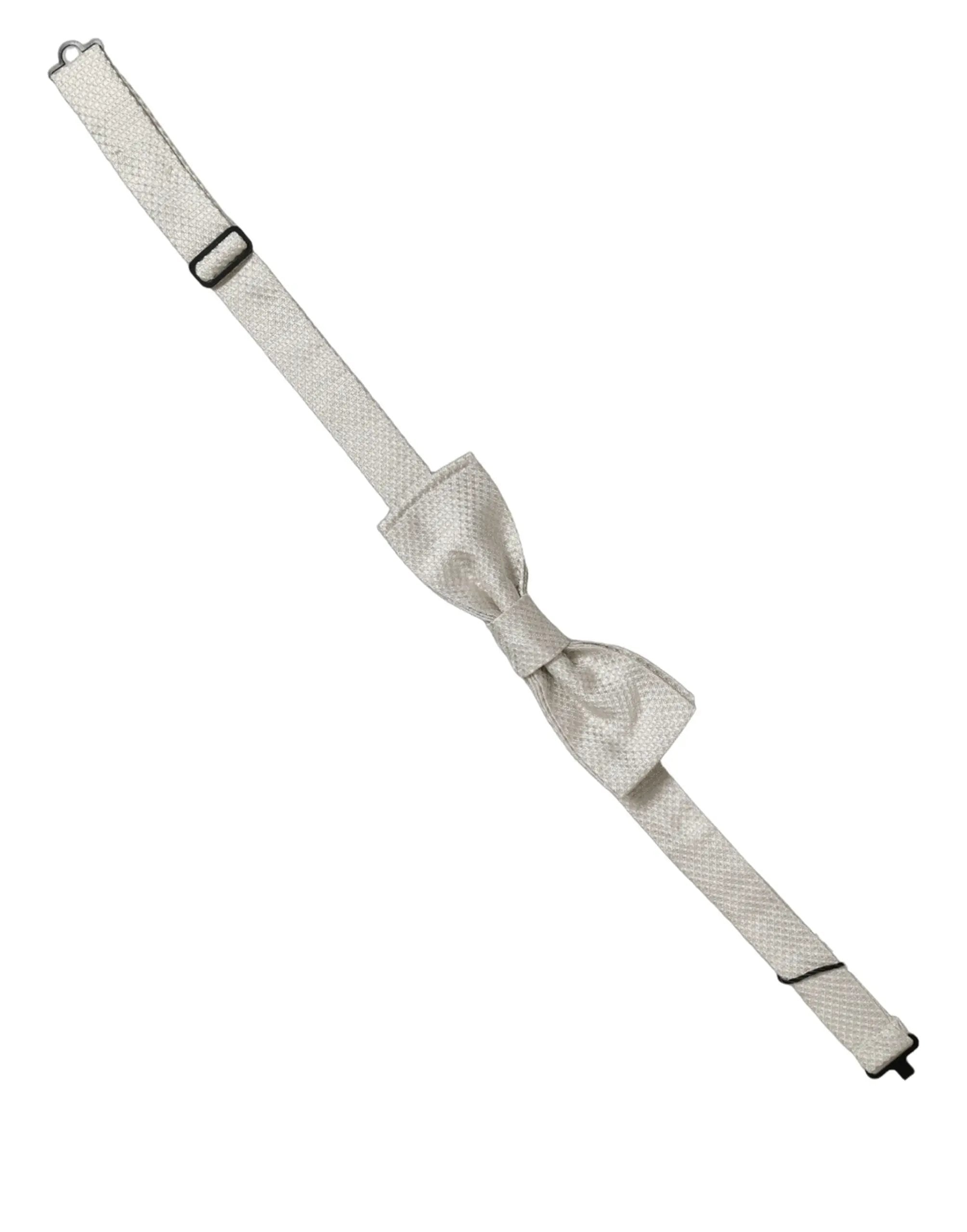 Nœud Papillon Réglable Dolce & Gabbana Homme en Soie Blanche 100%