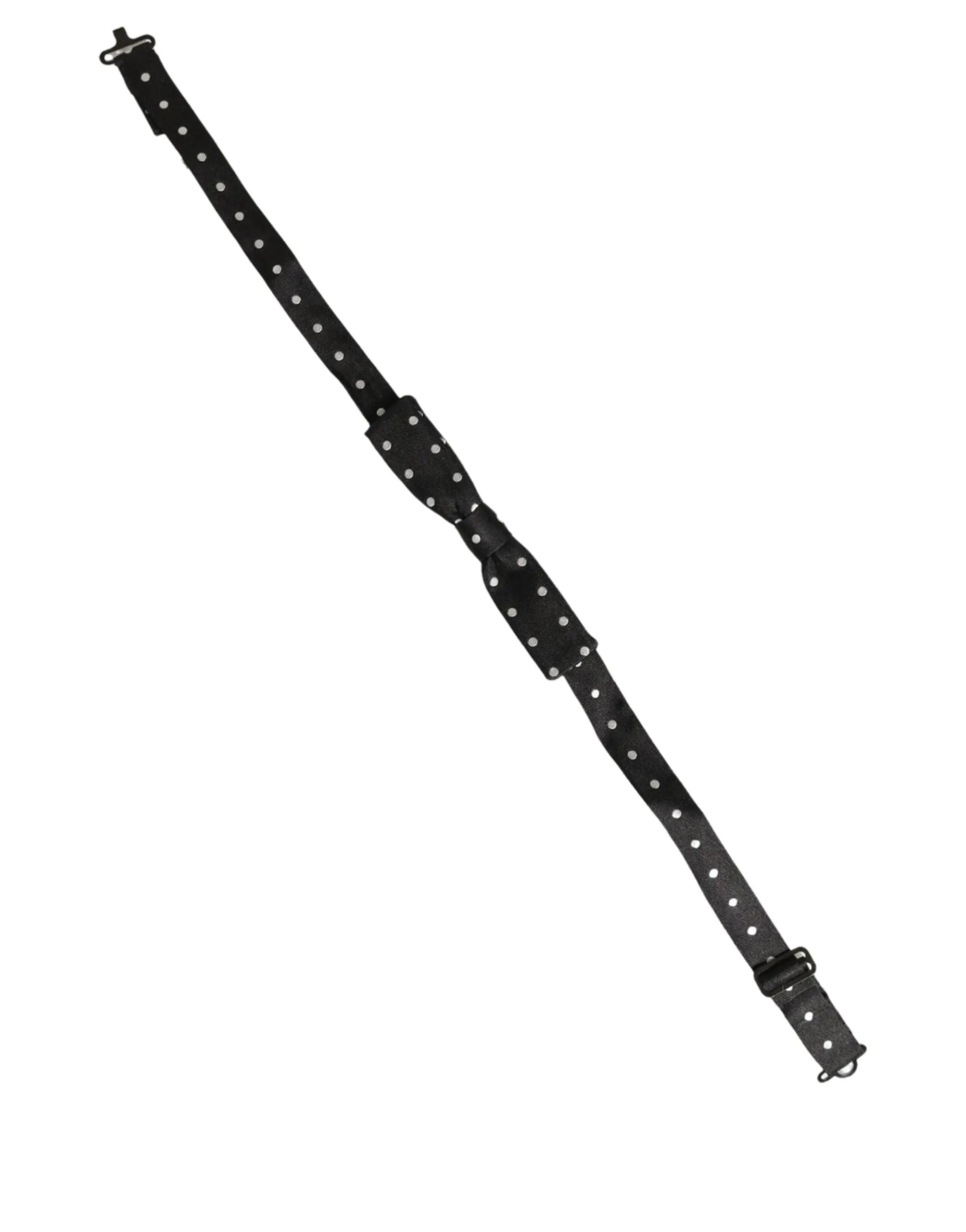 Nœud papillon Dolce &amp; Gabbana à pois noirs et blancs, ajustable.