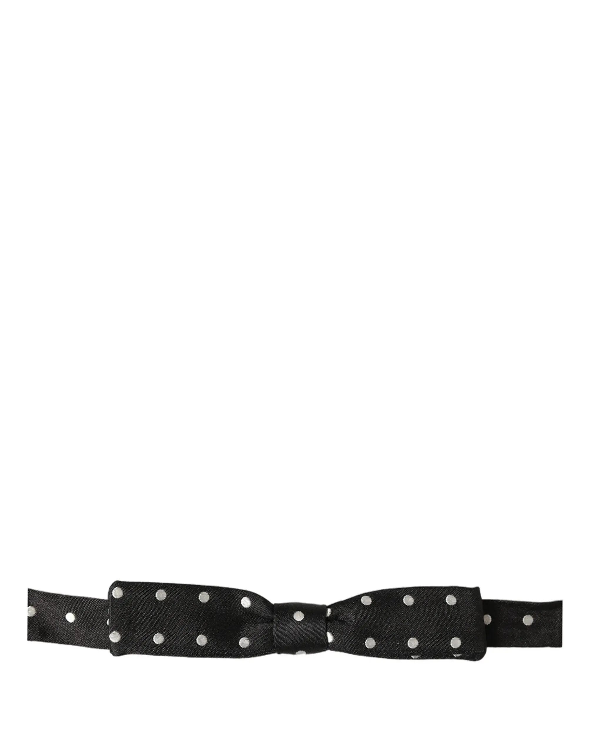 Nœud papillon Dolce &amp; Gabbana à pois noirs et blancs, ajustable.