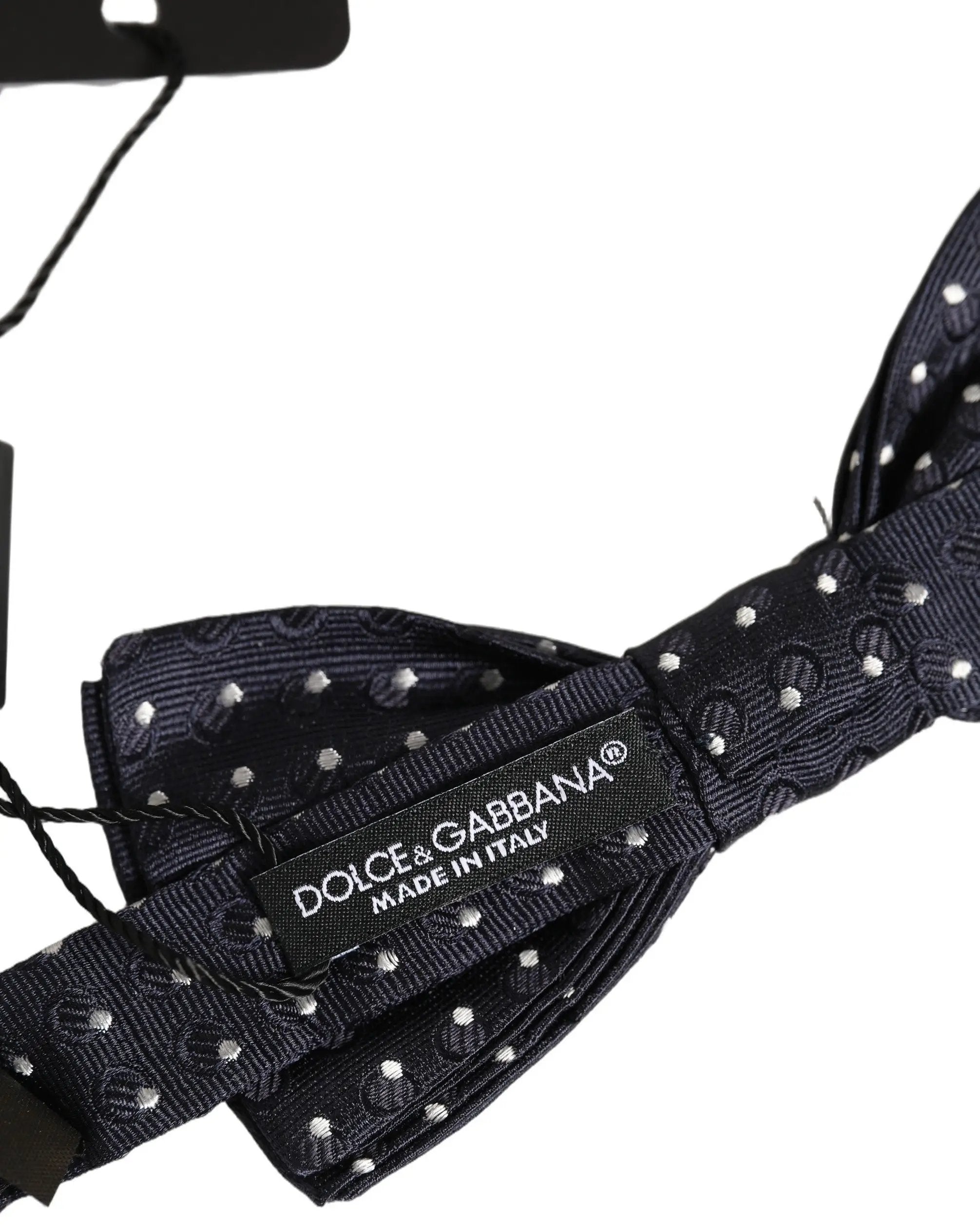 Nœud papillon Dolce &amp; Gabbana à pois noirs et blancs, ajustable.