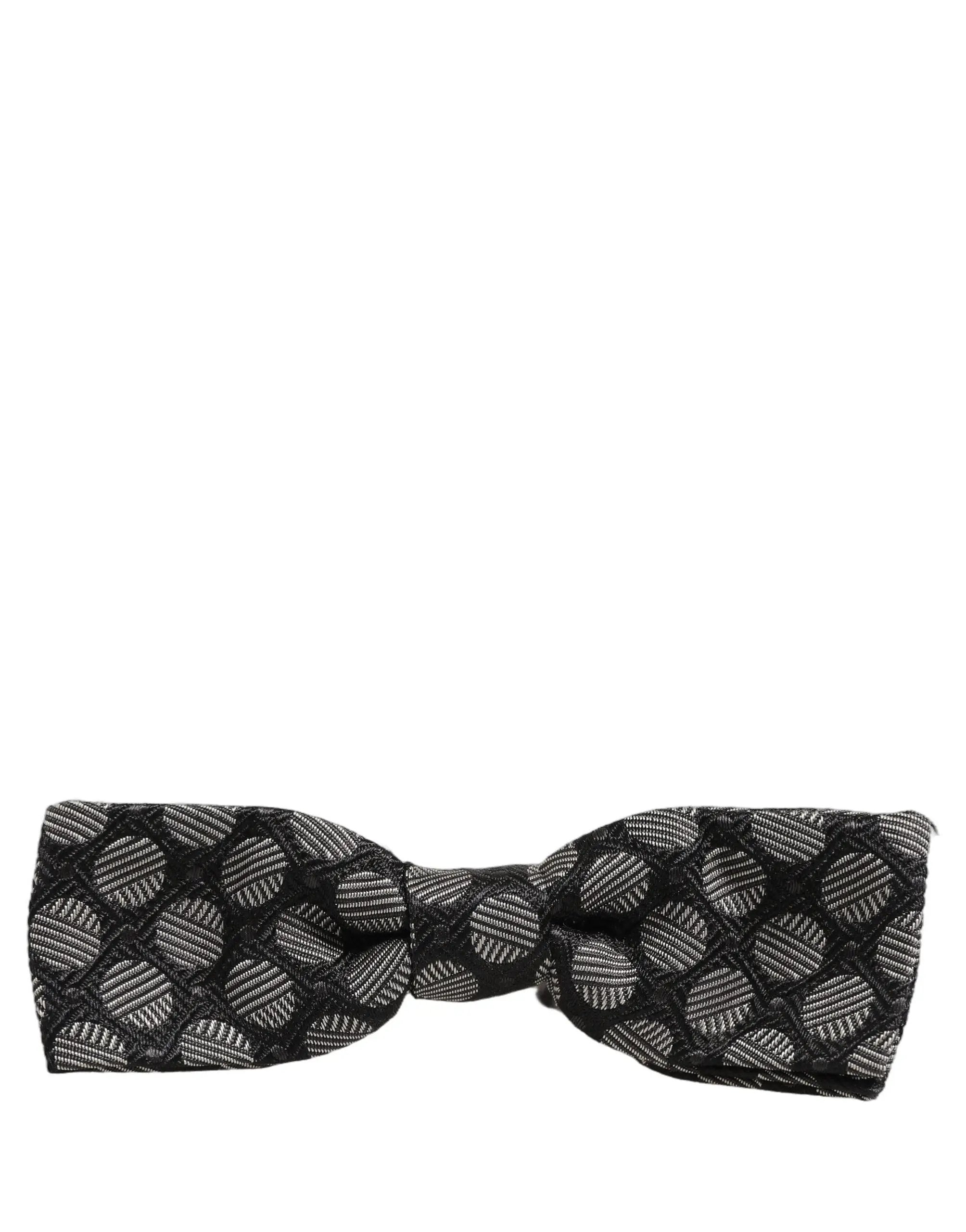 Dolce & Gabbana Papillon ajustable en soie à motif géométrique noir et blanc