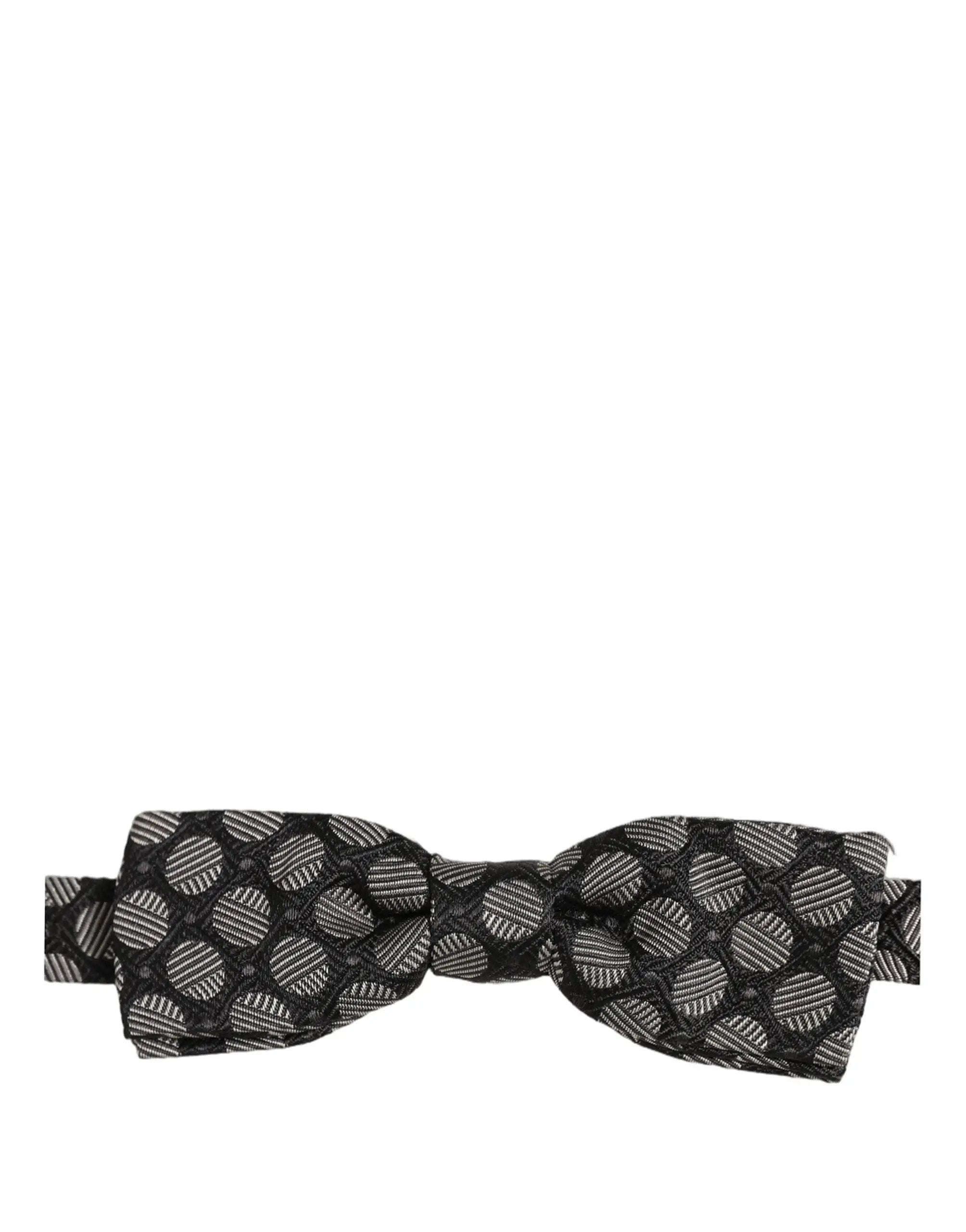 Dolce & Gabbana Papillon ajustable en soie à motif géométrique noir et blanc