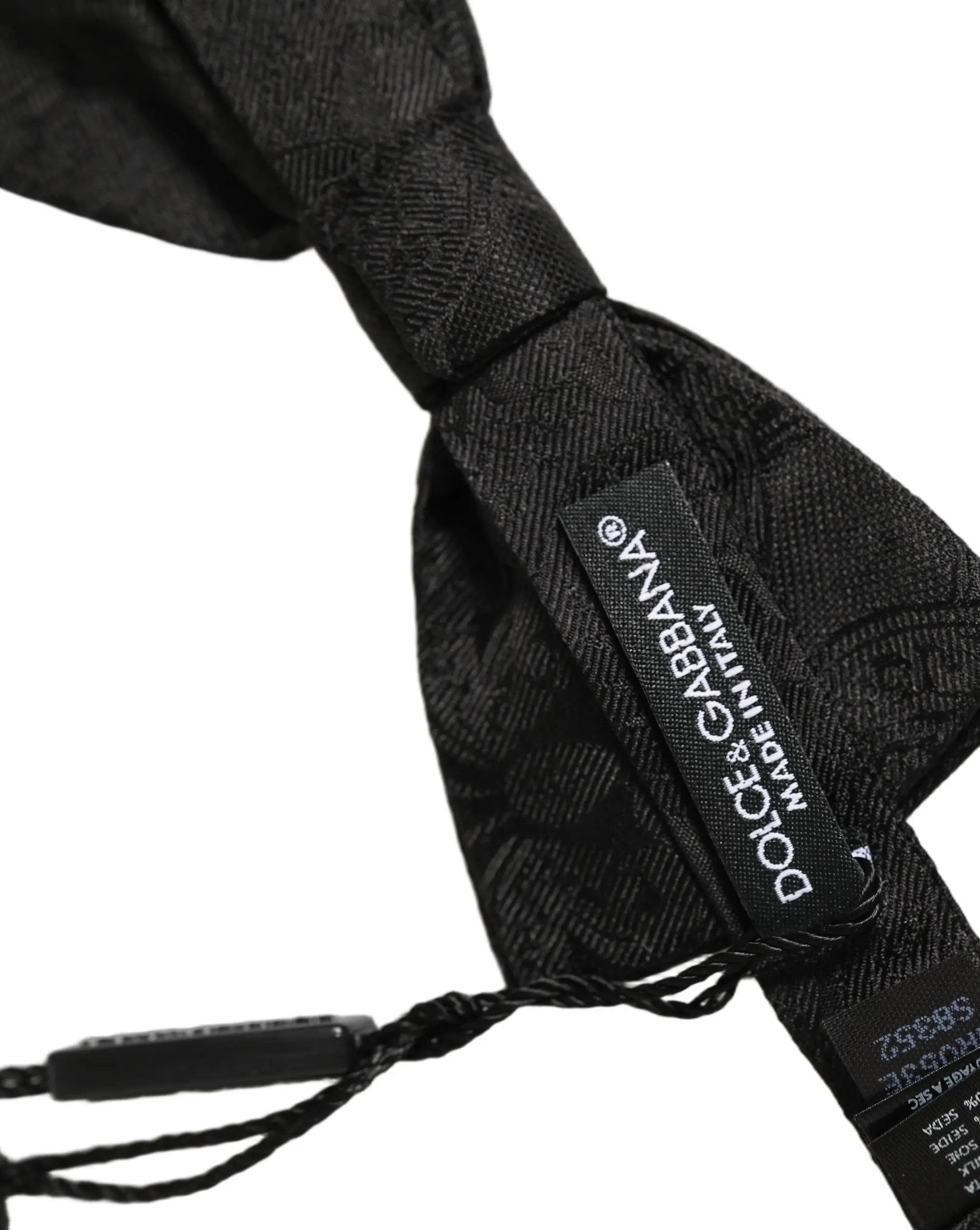 Nœud papillon papillon réglable en soie noire à motif cachemire pour homme Dolce & Gabbana
