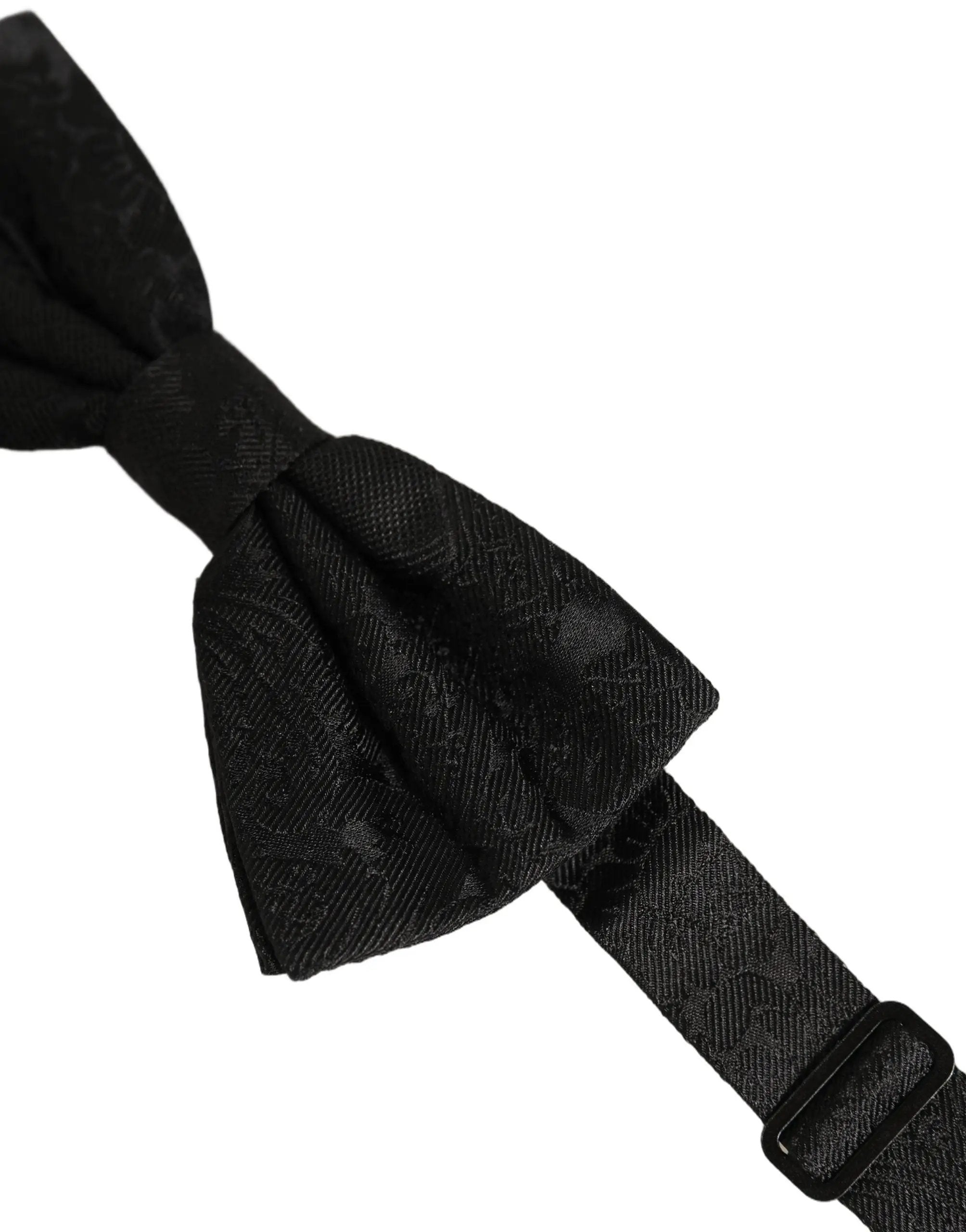 Nœud papillon papillon réglable en soie noire à motif cachemire pour homme Dolce & Gabbana