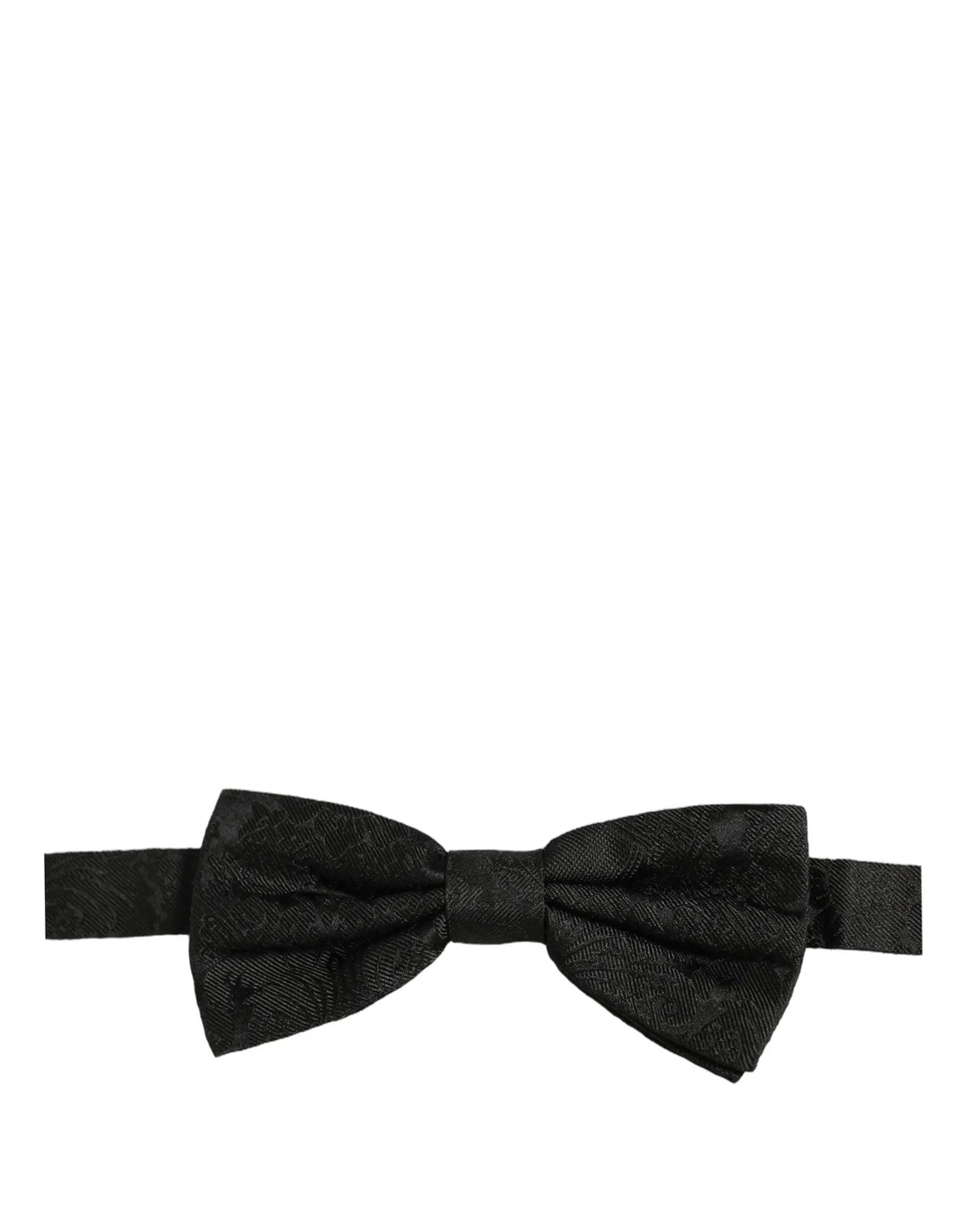 Nœud papillon papillon réglable en soie noire à motif cachemire pour homme Dolce & Gabbana