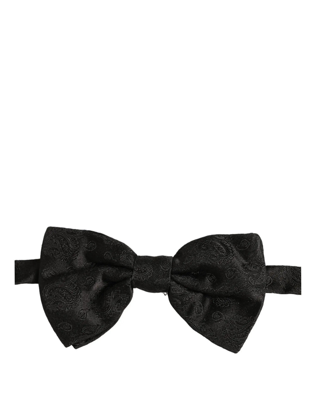 Dolce & Gabbana Men Black Paisley Silk Adjustable Neck Papillon Bow Tie