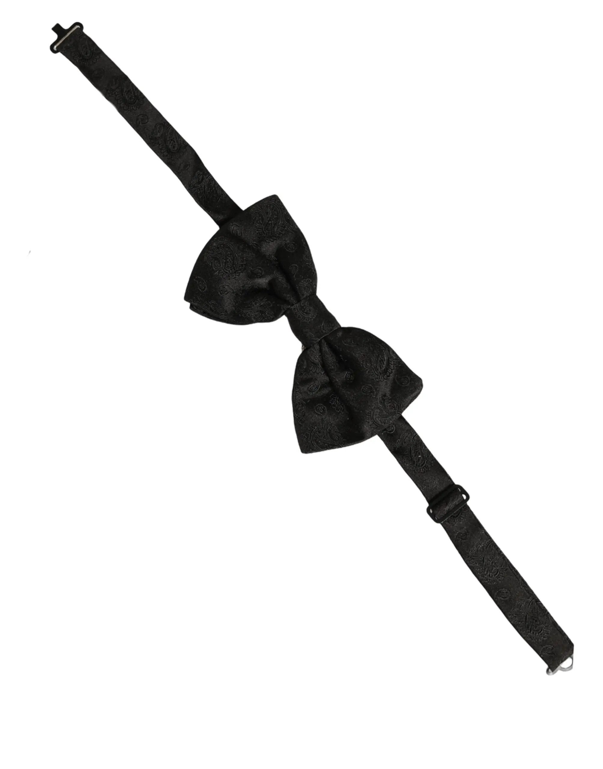 Nœud papillon réglable en soie à motif cachemire noir Dolce & Gabbana pour homme