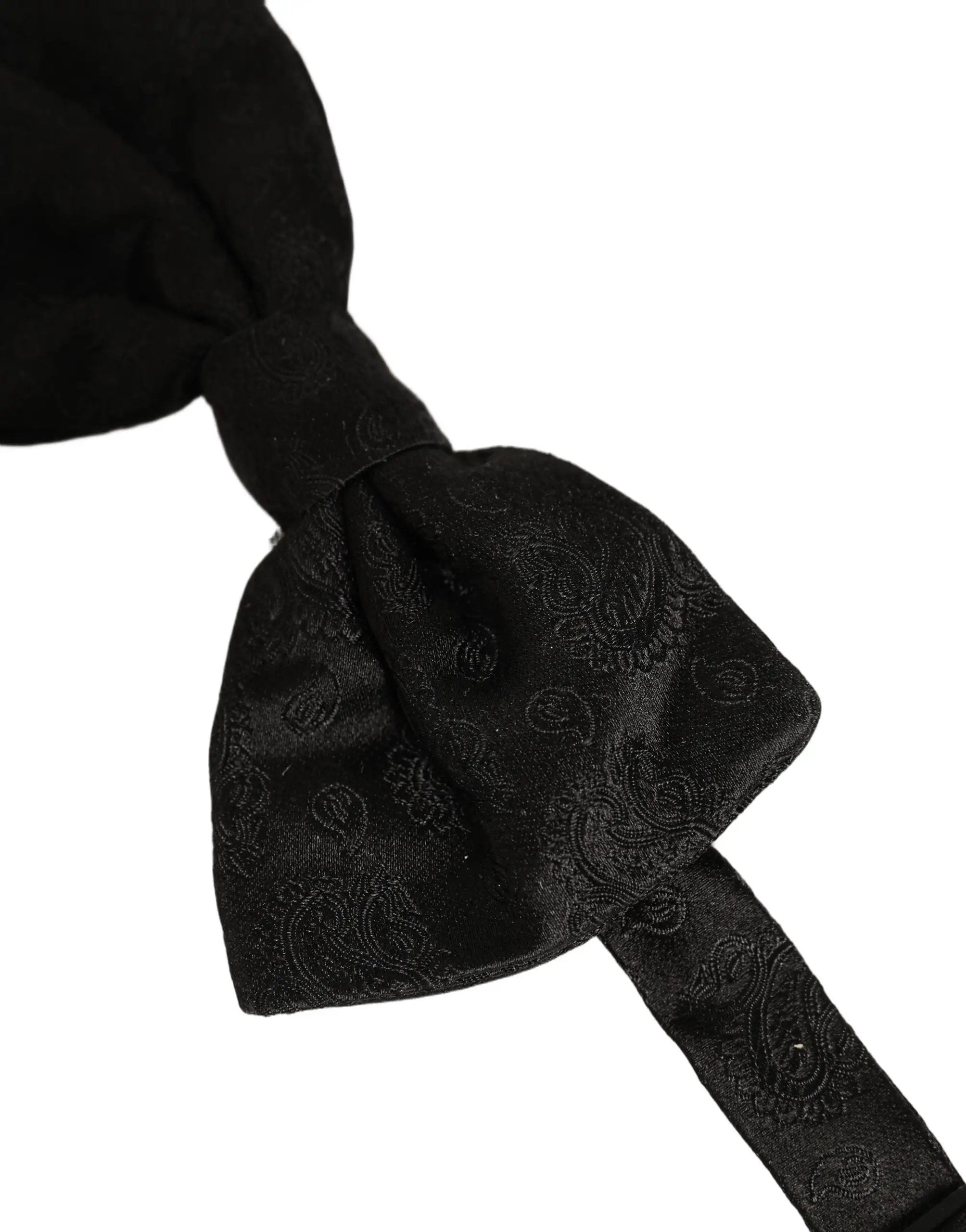 Nœud papillon réglable en soie à motif cachemire noir Dolce & Gabbana pour homme