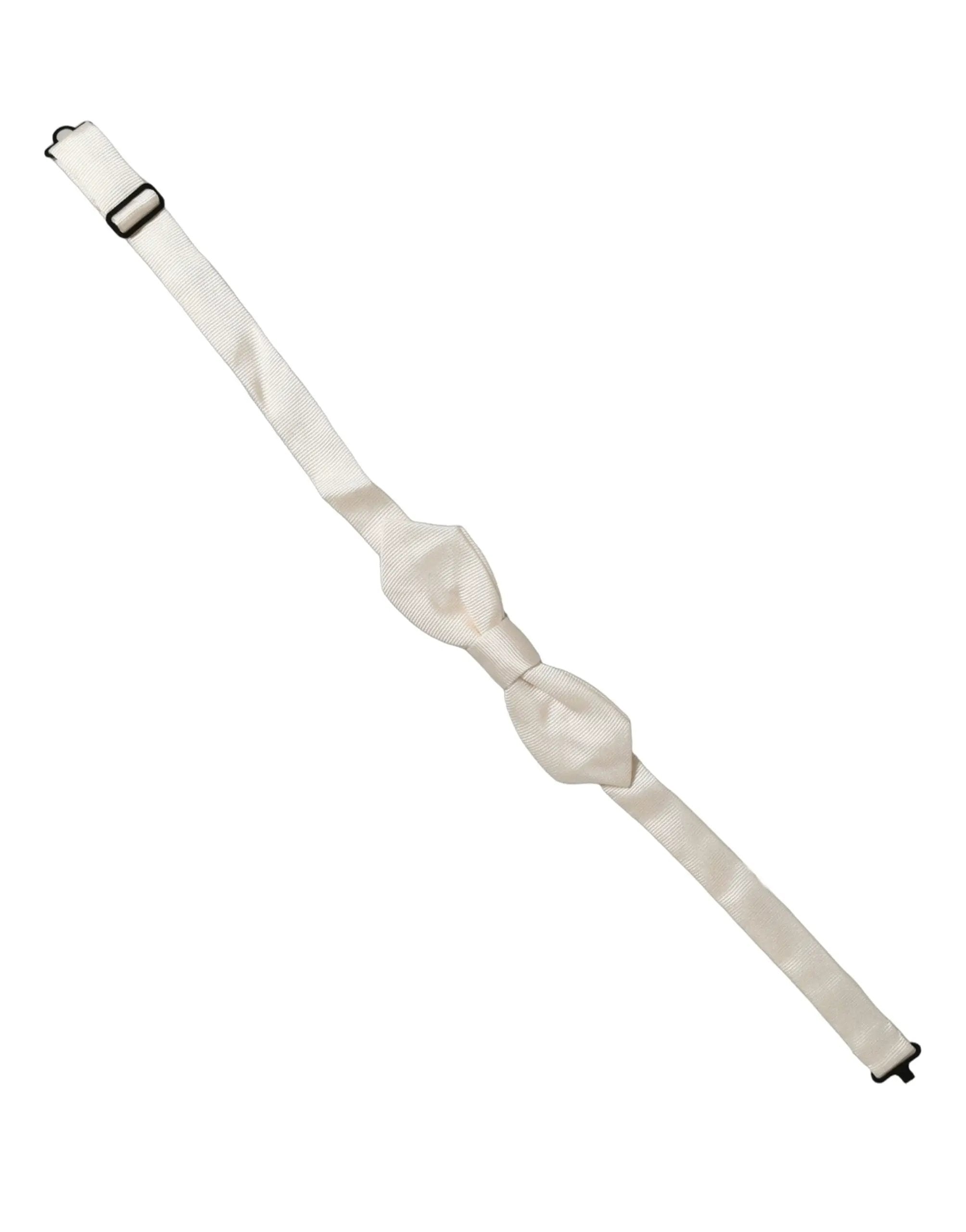 Nœud papillon Dolce & Gabbana pour homme, blanc, 100 % soie, tour de cou réglable