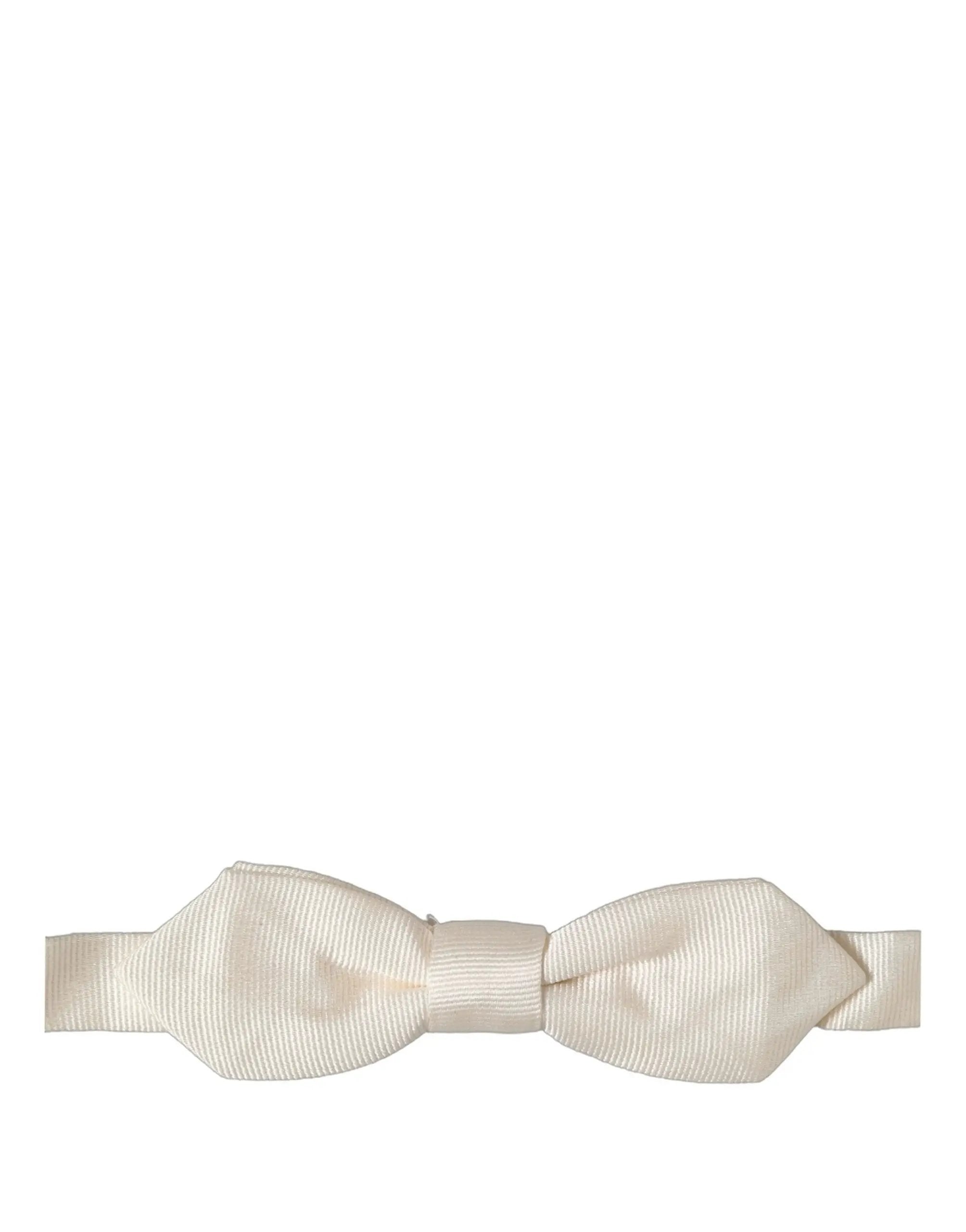 Nœud papillon Dolce & Gabbana pour homme, blanc, 100 % soie, tour de cou réglable