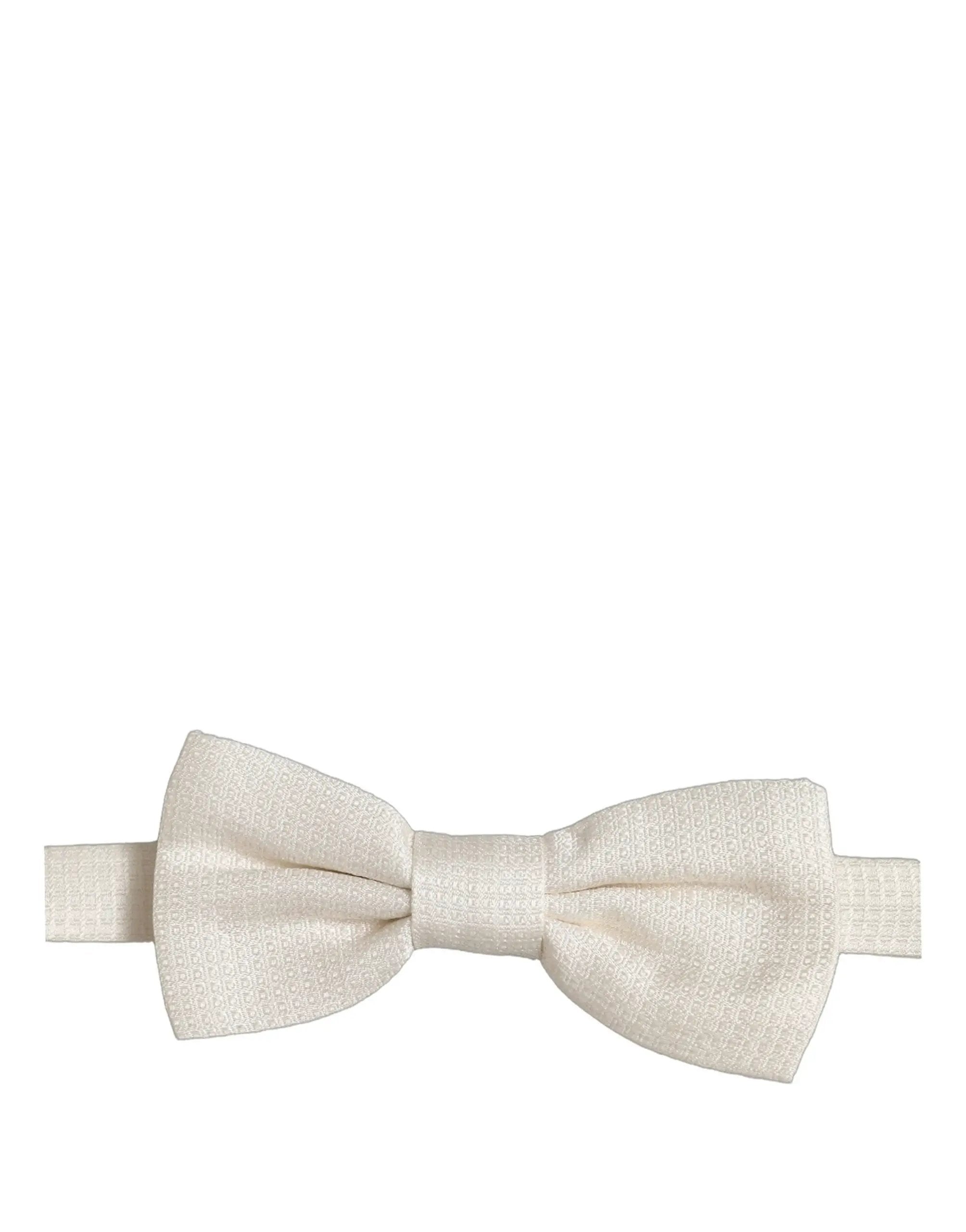 Dolce & Gabbana Homme Papillon Ajustable en Soie Écru
