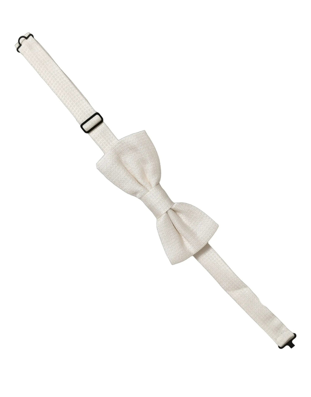 Dolce & Gabbana Men Off White Silk Adjustable Neck Papillon Bow Tie