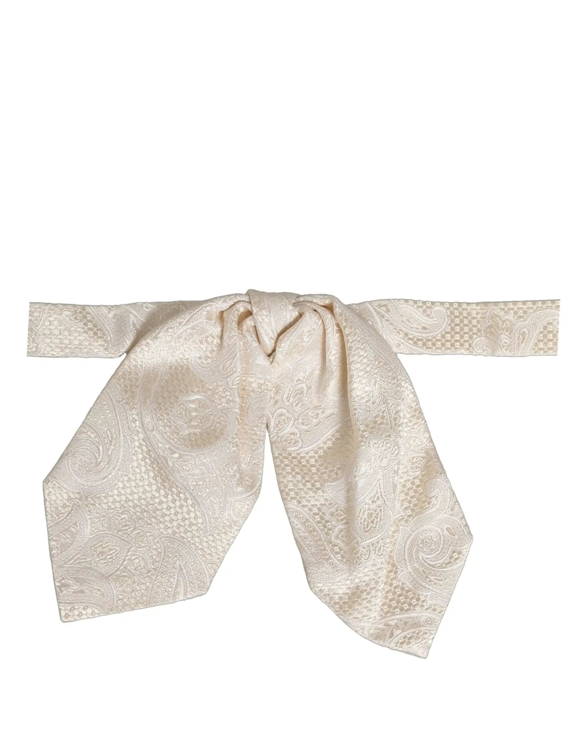 Nœud Papillon Réglable en Soie Ivoire à Motif Cachemire Dolce & Gabbana pour Homme