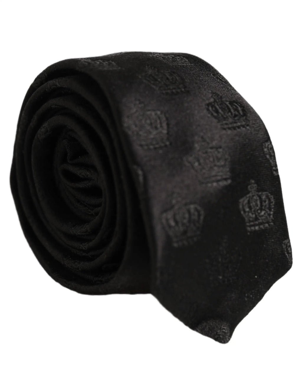 Cravate ajustable en soie noire imprimée couronne Dolce & Gabbana pour homme
