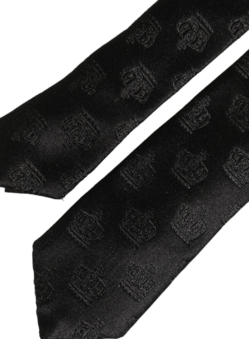 Cravate ajustable en soie noire imprimée couronne Dolce & Gabbana pour homme