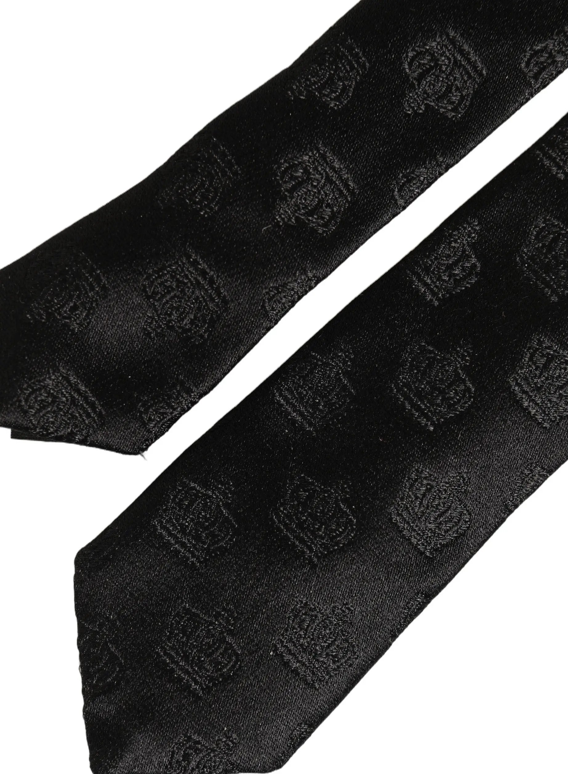 Cravate ajustable en soie noire imprimée couronne Dolce & Gabbana pour homme