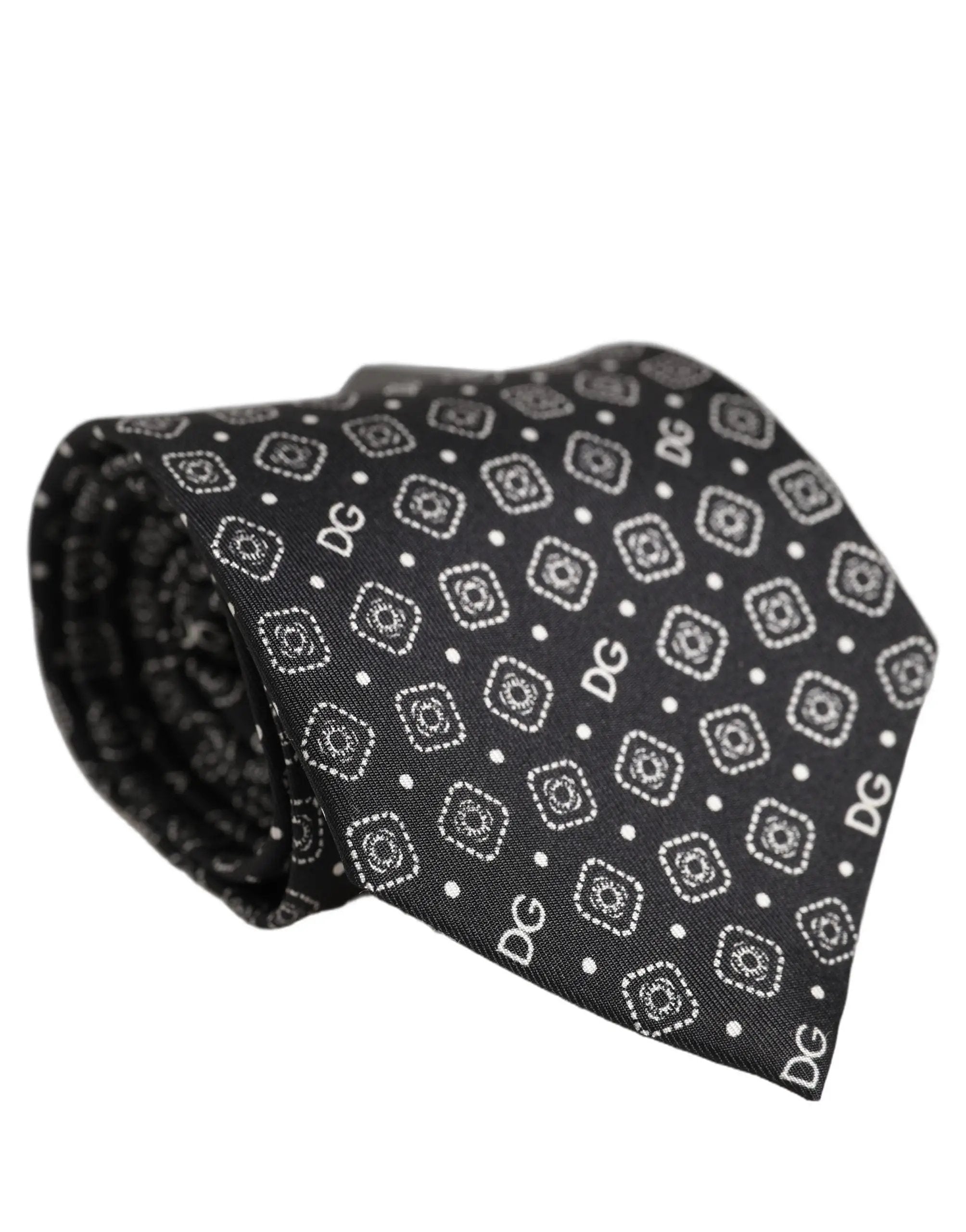 Cravate Dolce & Gabbana pour homme noire avec logo DG 100 % soie réglable à nouer