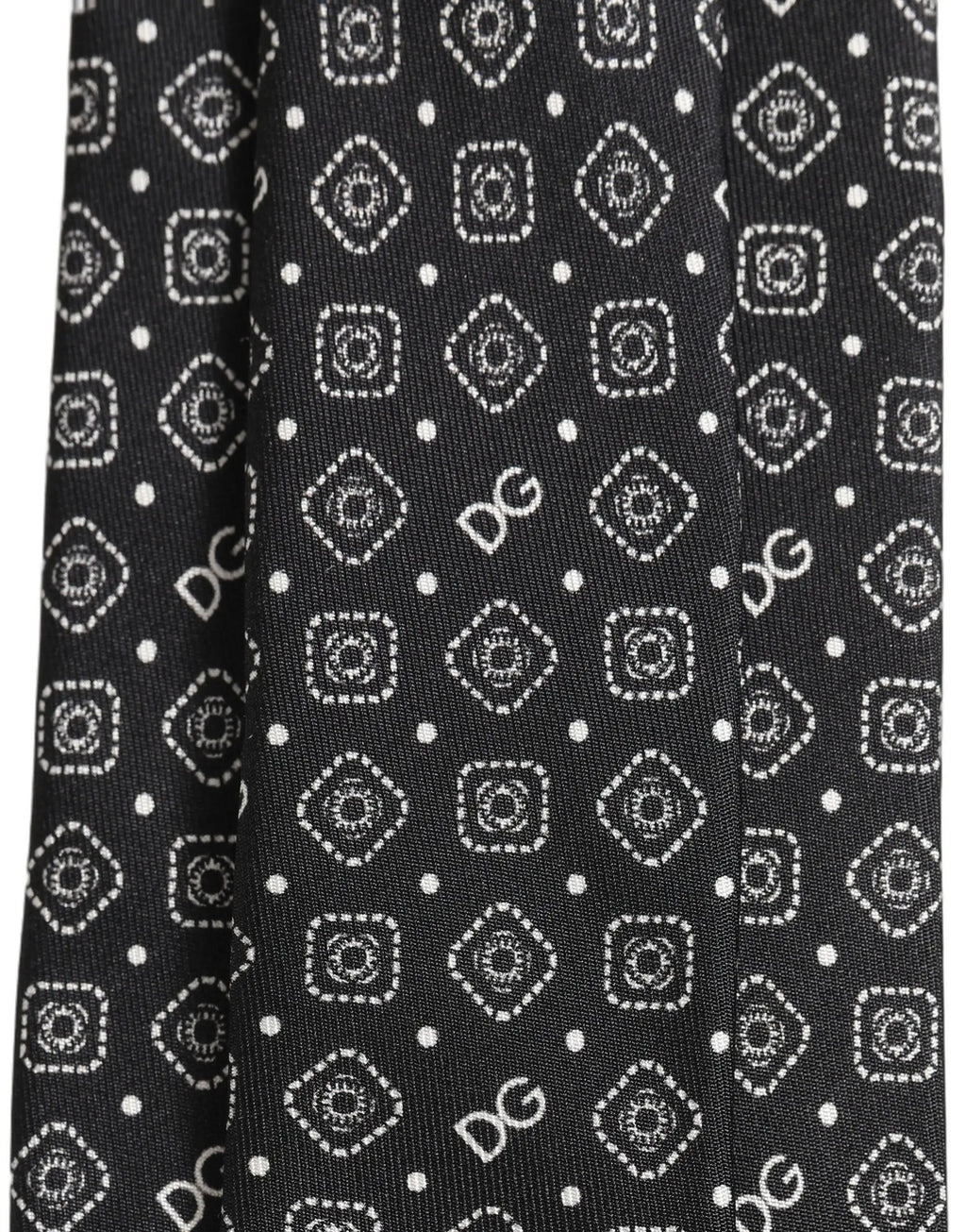 Dolce & Gabbana Men Black DG Logo 100% Silk Adjustable Tied Necktie Tie