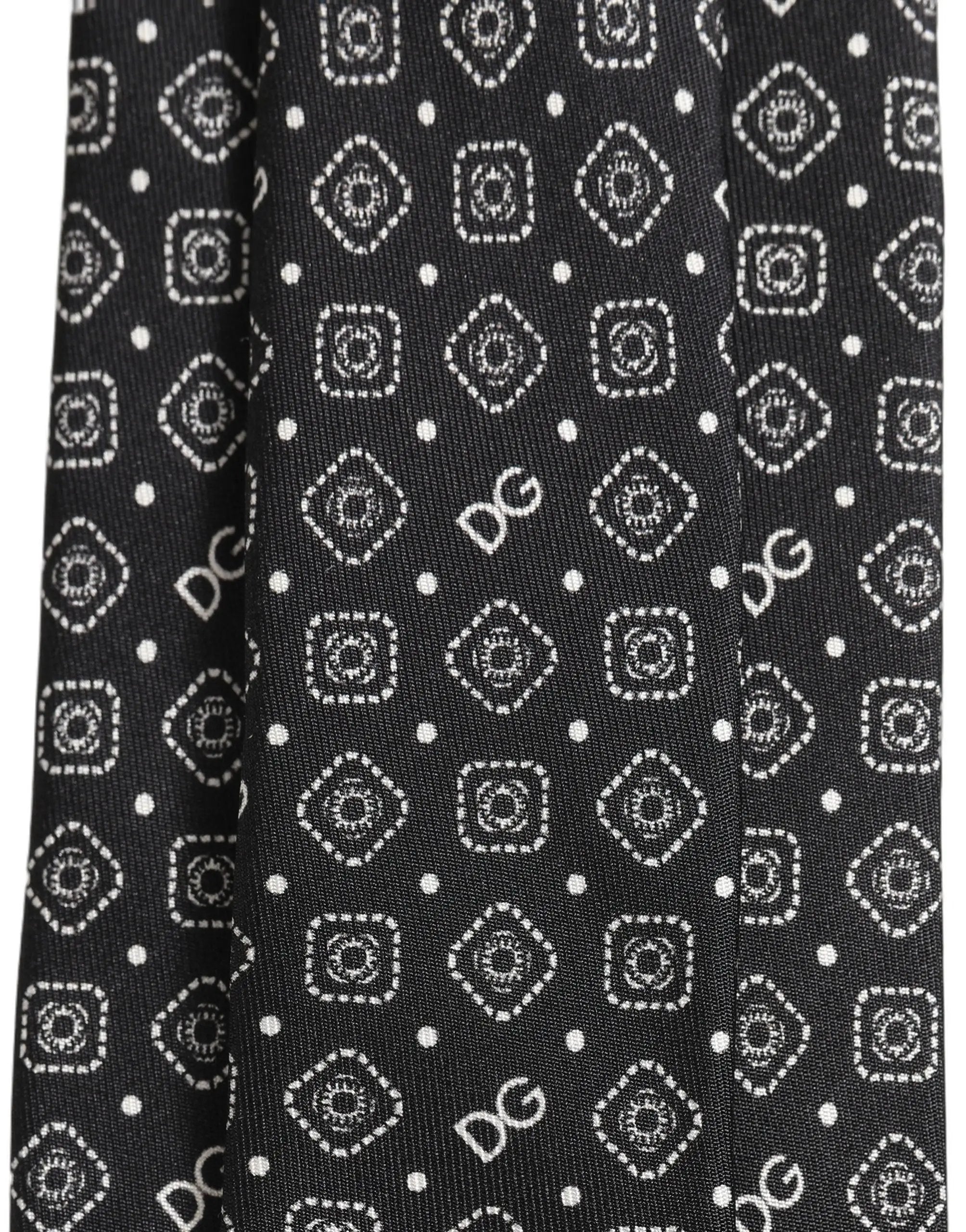 Cravate Dolce & Gabbana pour homme noire avec logo DG 100 % soie réglable à nouer