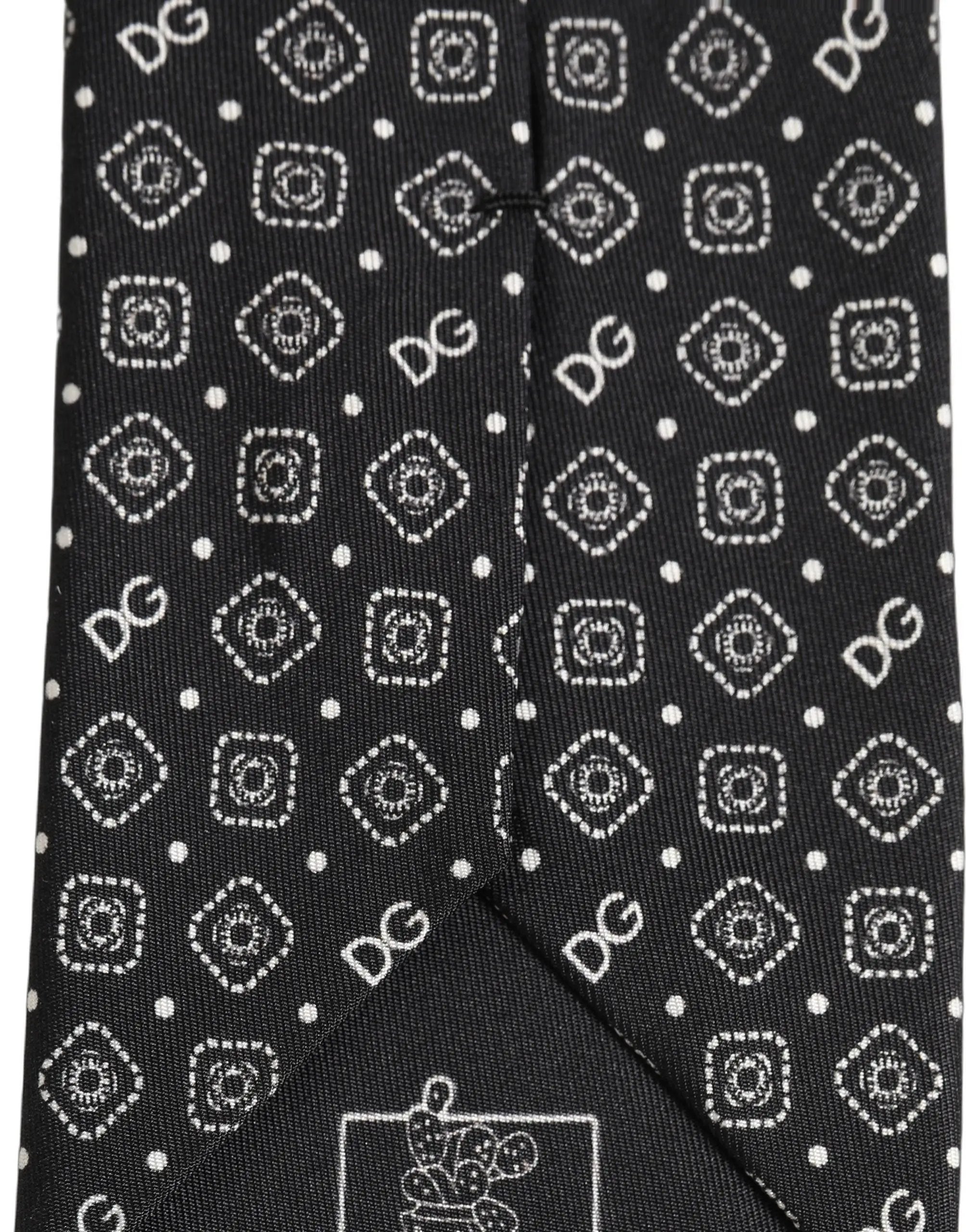 Dolce & Gabbana Men Black DG Logo 100% Silk Adjustable Tied Necktie Tie
