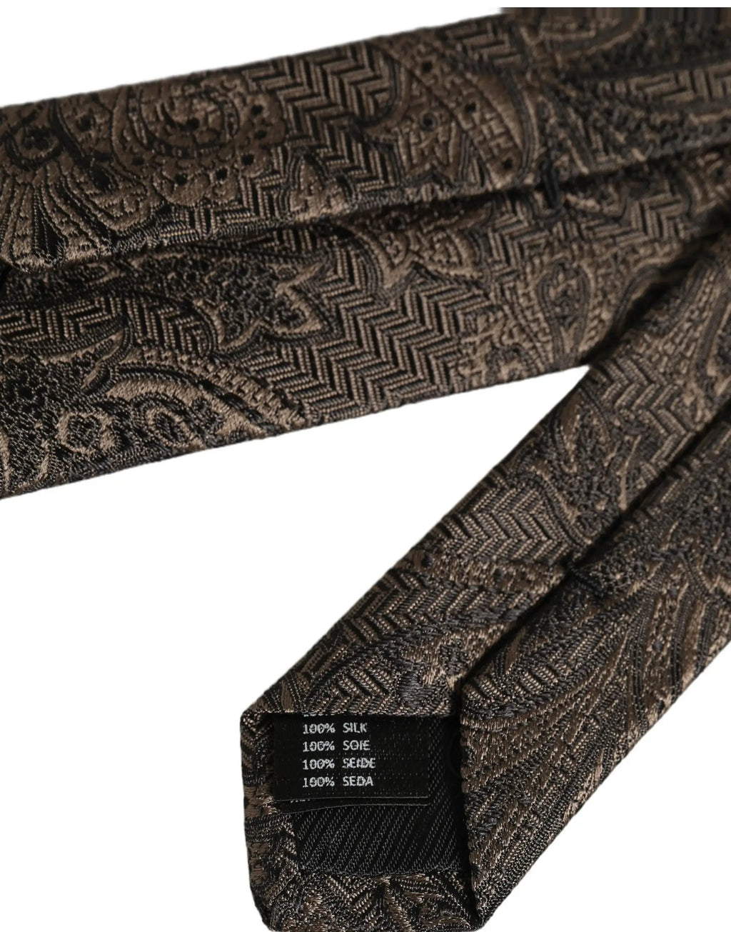 Dolce & Gabbana Homme Cravate Marron Paisley 100% Soie Ajustable À Nouer