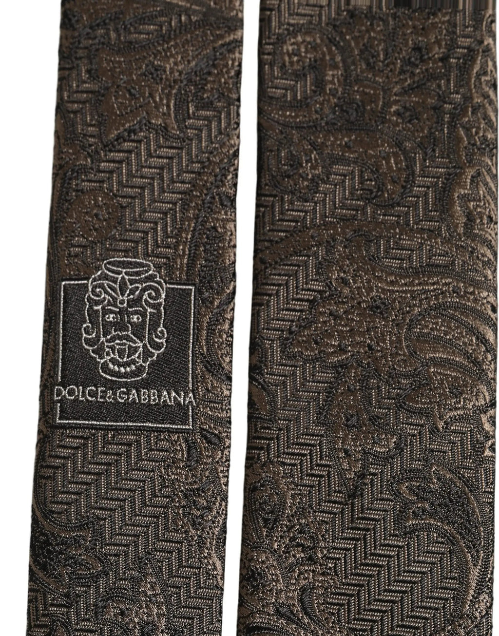 Dolce & Gabbana Homme Cravate Marron Paisley 100% Soie Ajustable À Nouer