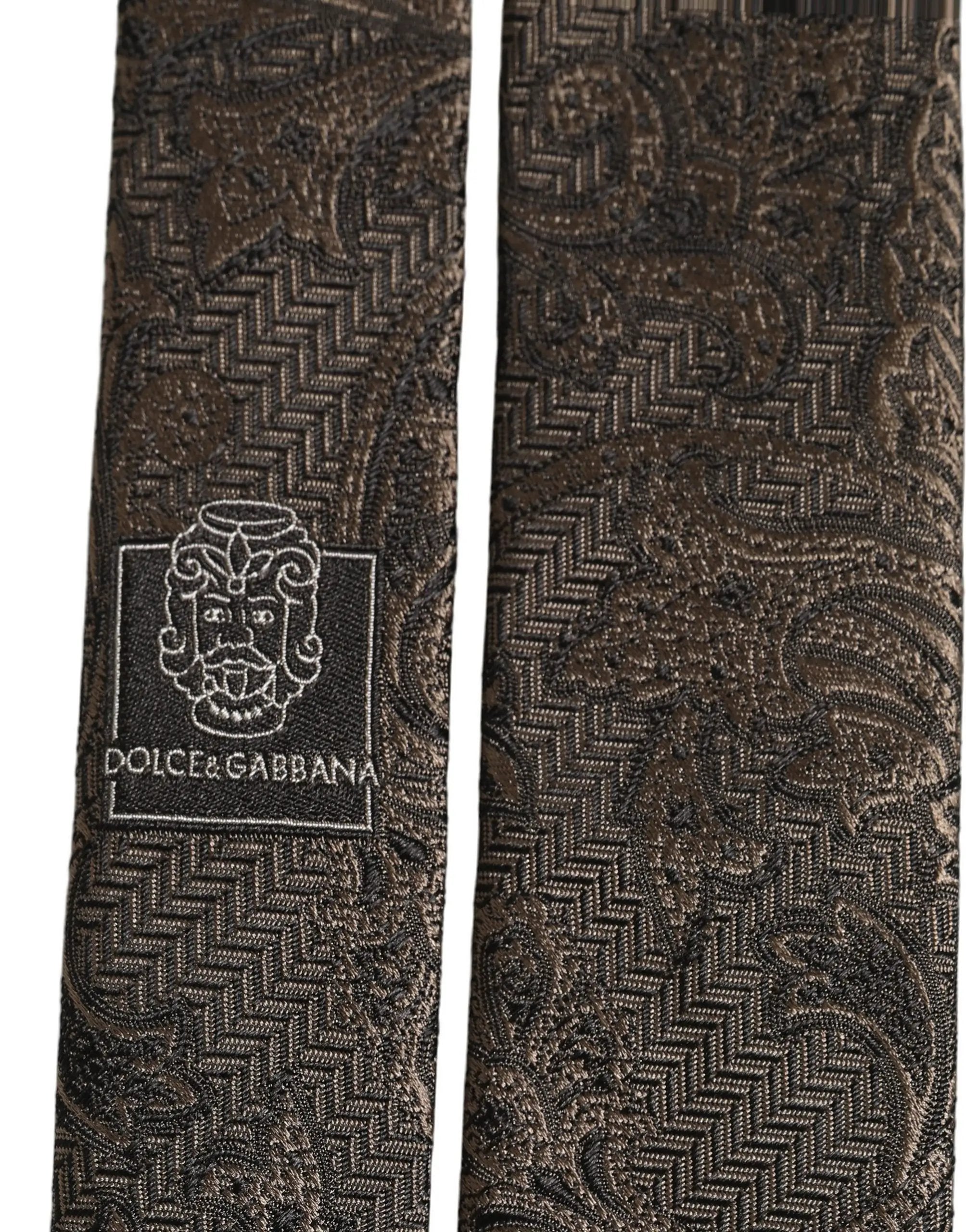 Dolce & Gabbana Homme Cravate Marron Paisley 100% Soie Ajustable À Nouer