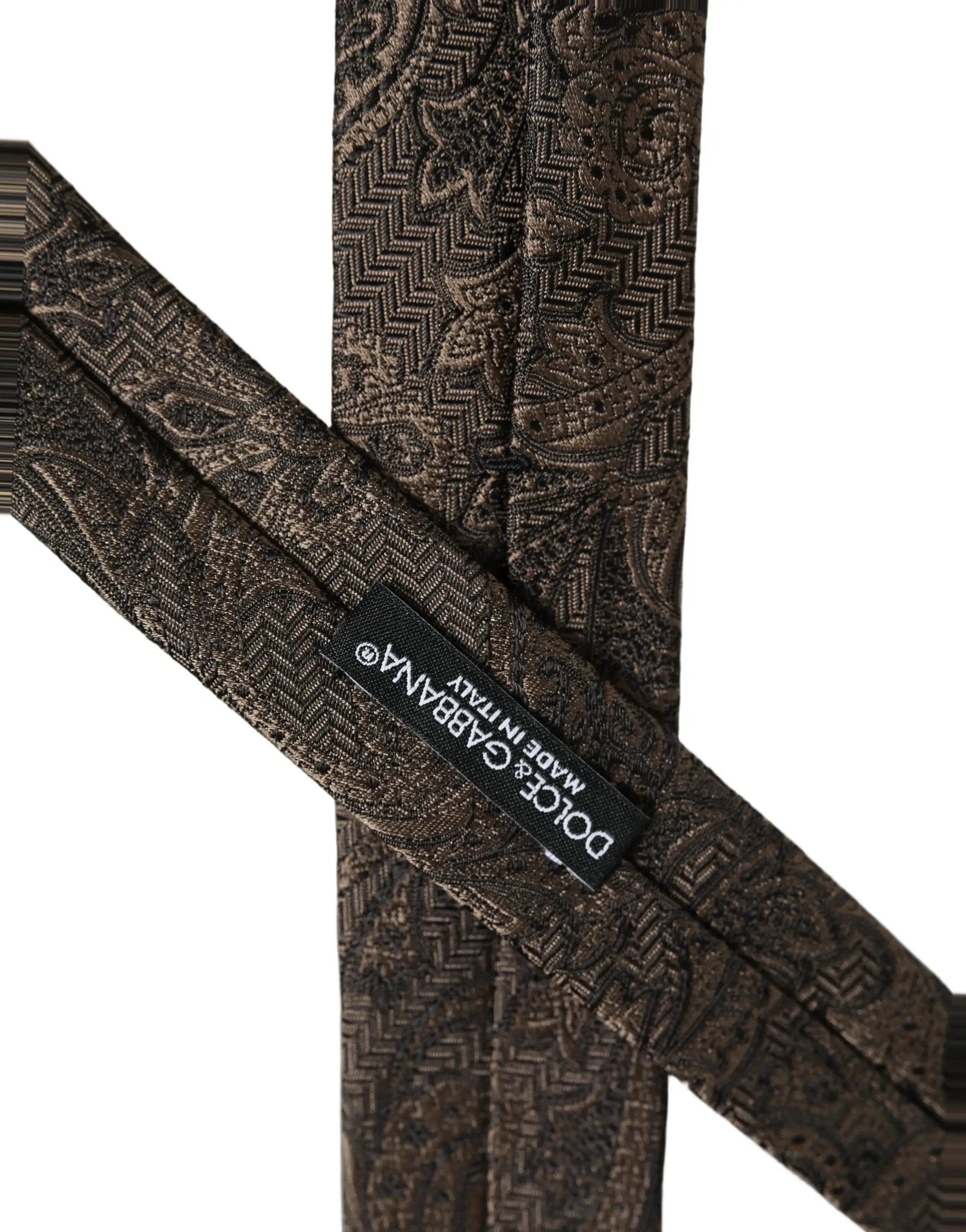 Dolce & Gabbana Homme Cravate Marron Paisley 100% Soie Ajustable À Nouer