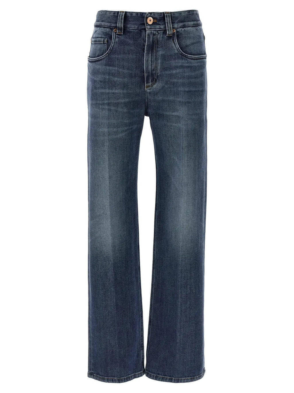 Brunello Cucinelli Blue Cotton Relaxed Fit Jeans