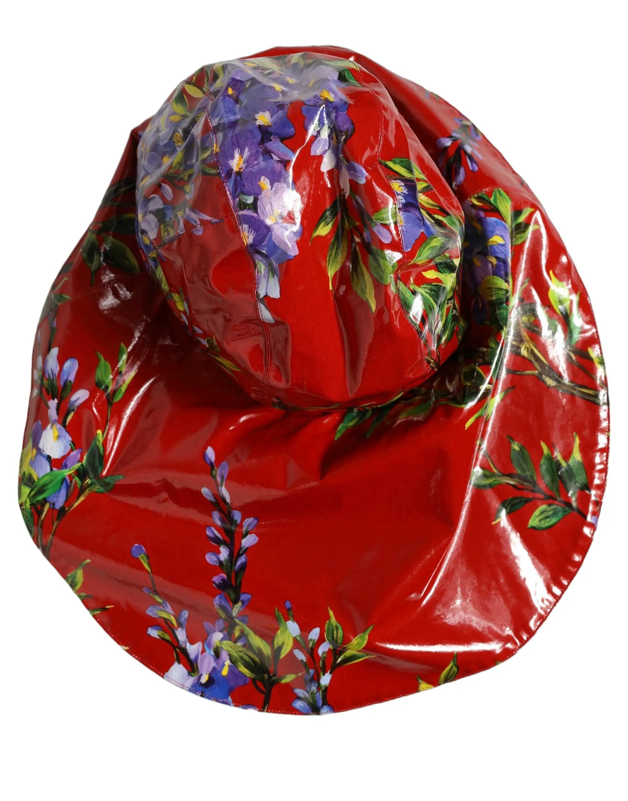Chapeau Bob Dolce & Gabbana Large Bord Rouge Floral Brillant