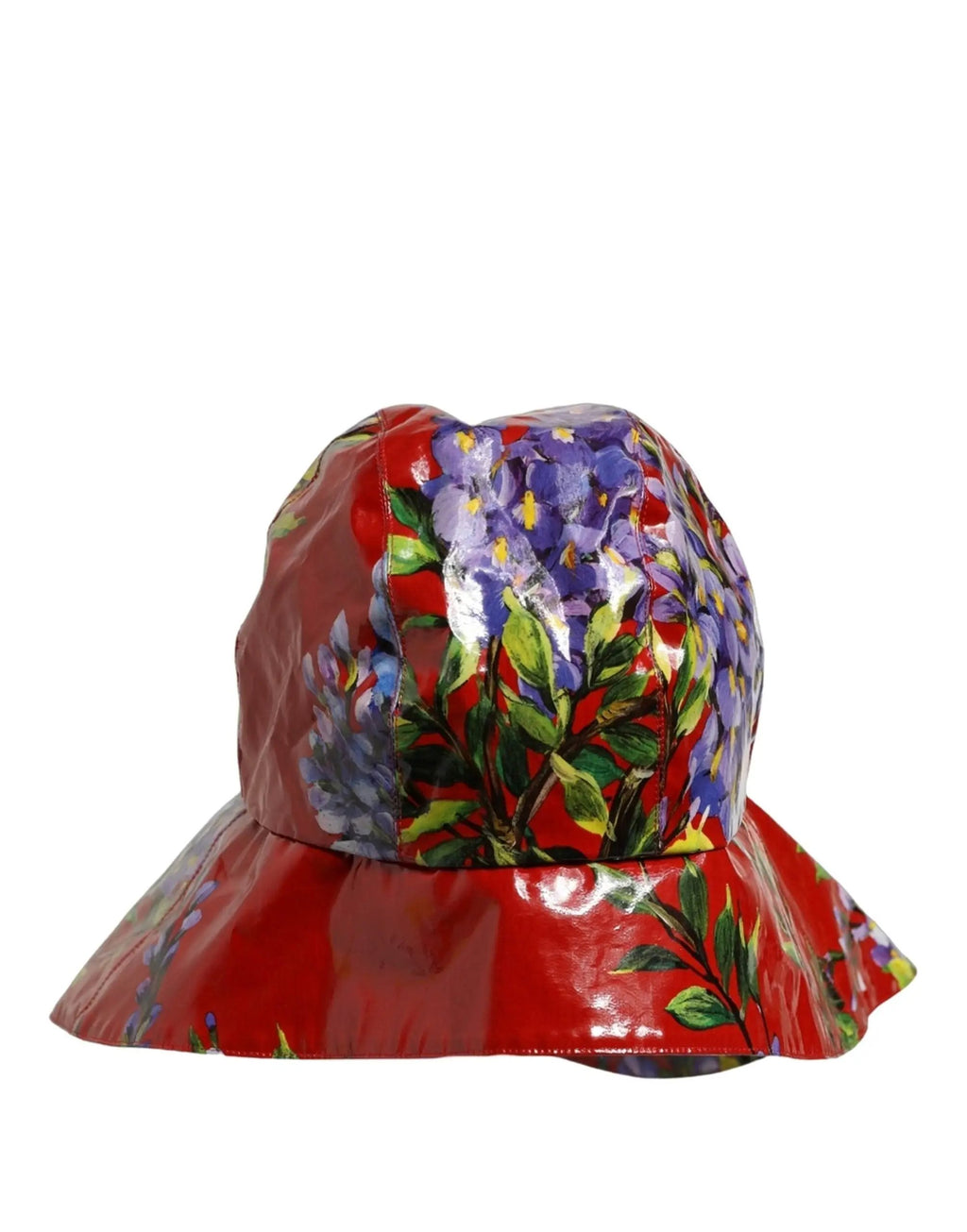 Chapeau Bob Dolce & Gabbana Large Bord Rouge Floral Brillant