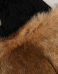 Bonnet d'hiver Dolce &amp; Gabbana en véritable fourrure de lapin teinte noire et marron