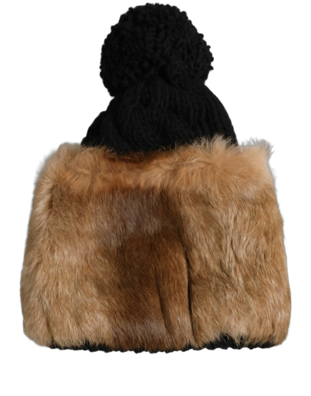 Bonnet d'hiver Dolce &amp; Gabbana en véritable fourrure de lapin teinte noire et marron
