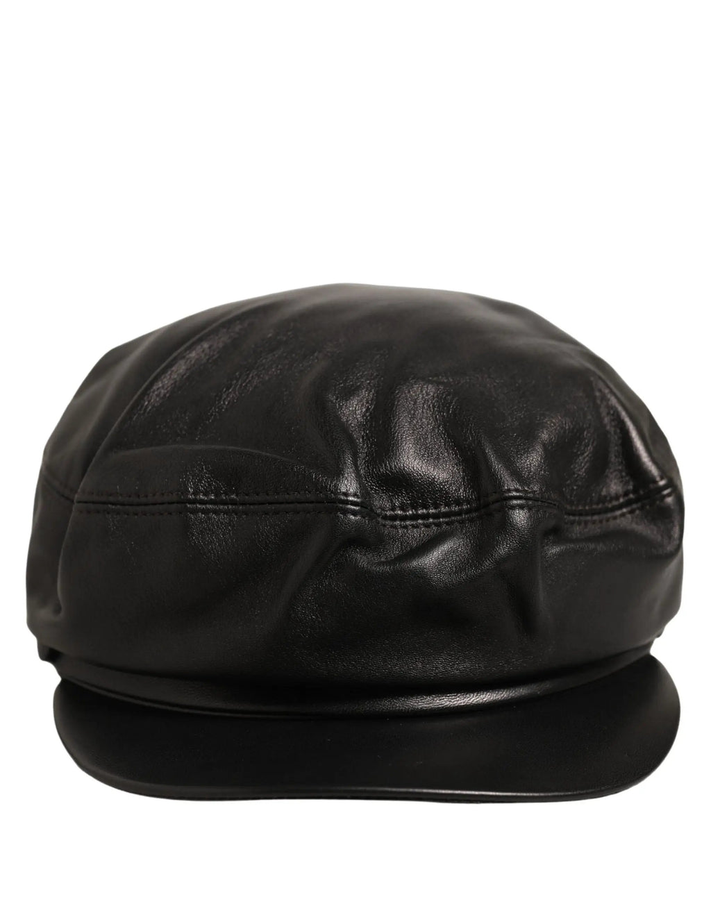 Dolce & Gabbana Black Lambskin Leather Newsboy Capello Hat