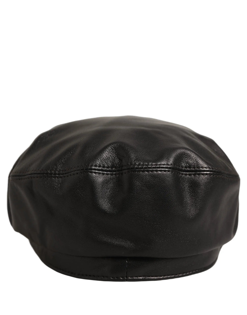 Dolce & Gabbana Black Lambskin Leather Newsboy Capello Hat