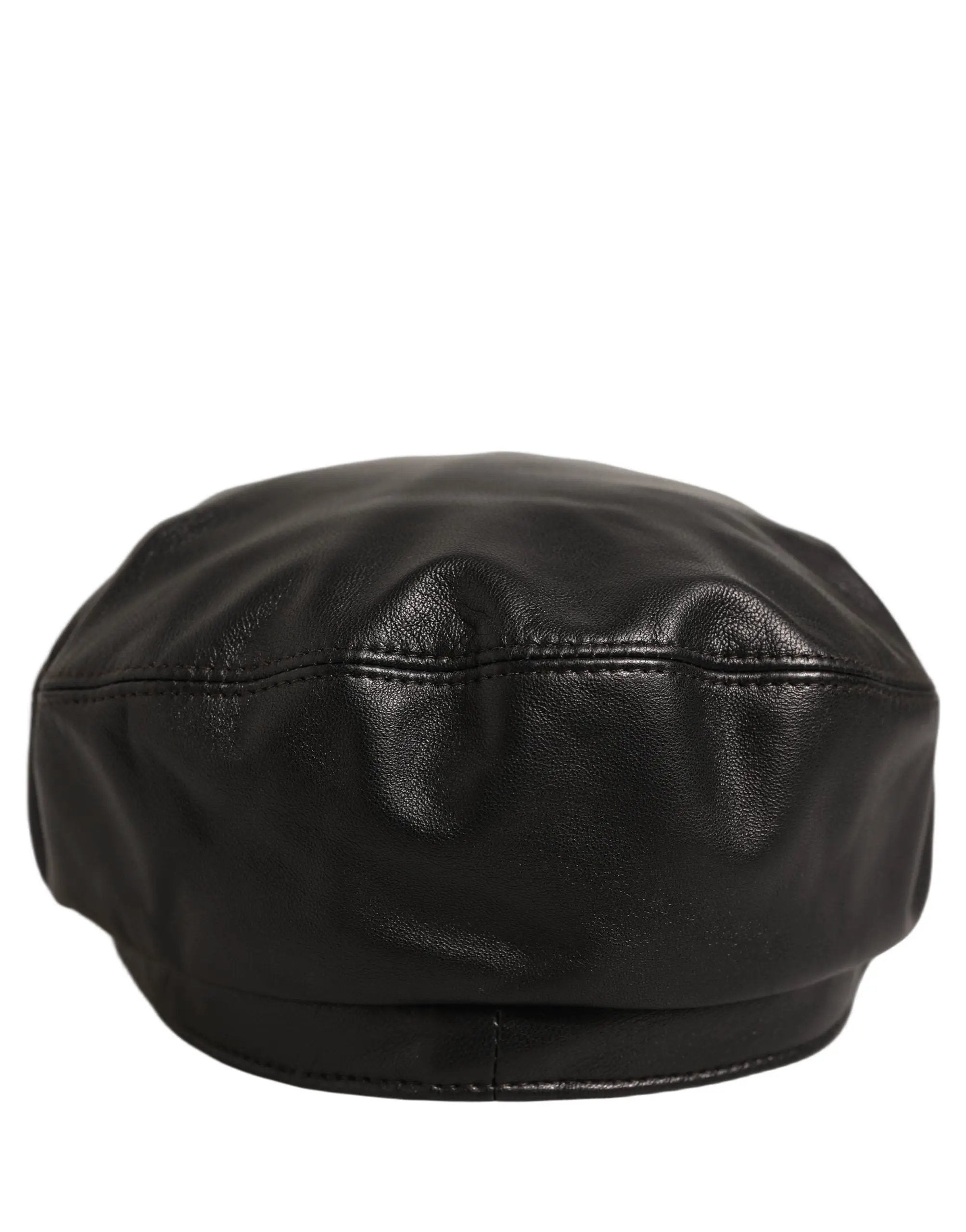 Dolce & Gabbana Black Lambskin Leather Newsboy Capello Hat