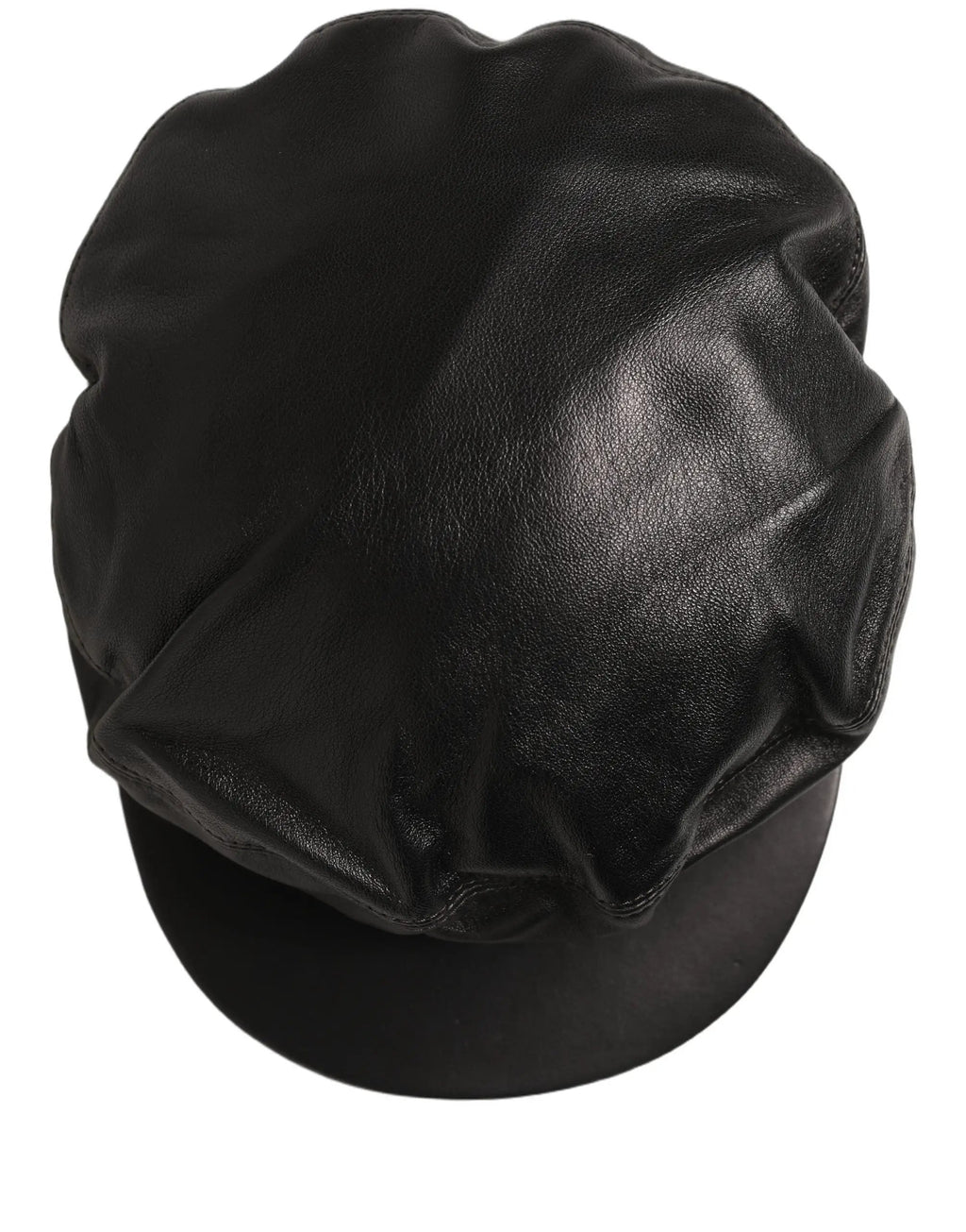 Dolce & Gabbana Black Lambskin Leather Newsboy Capello Hat