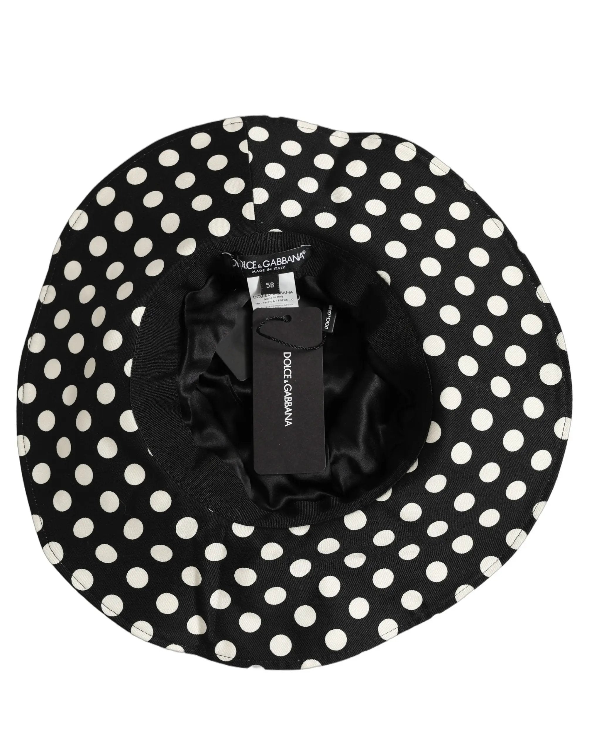 Dolce & Gabbana Black White Polka Dot Cotton Bucket Capello Hat