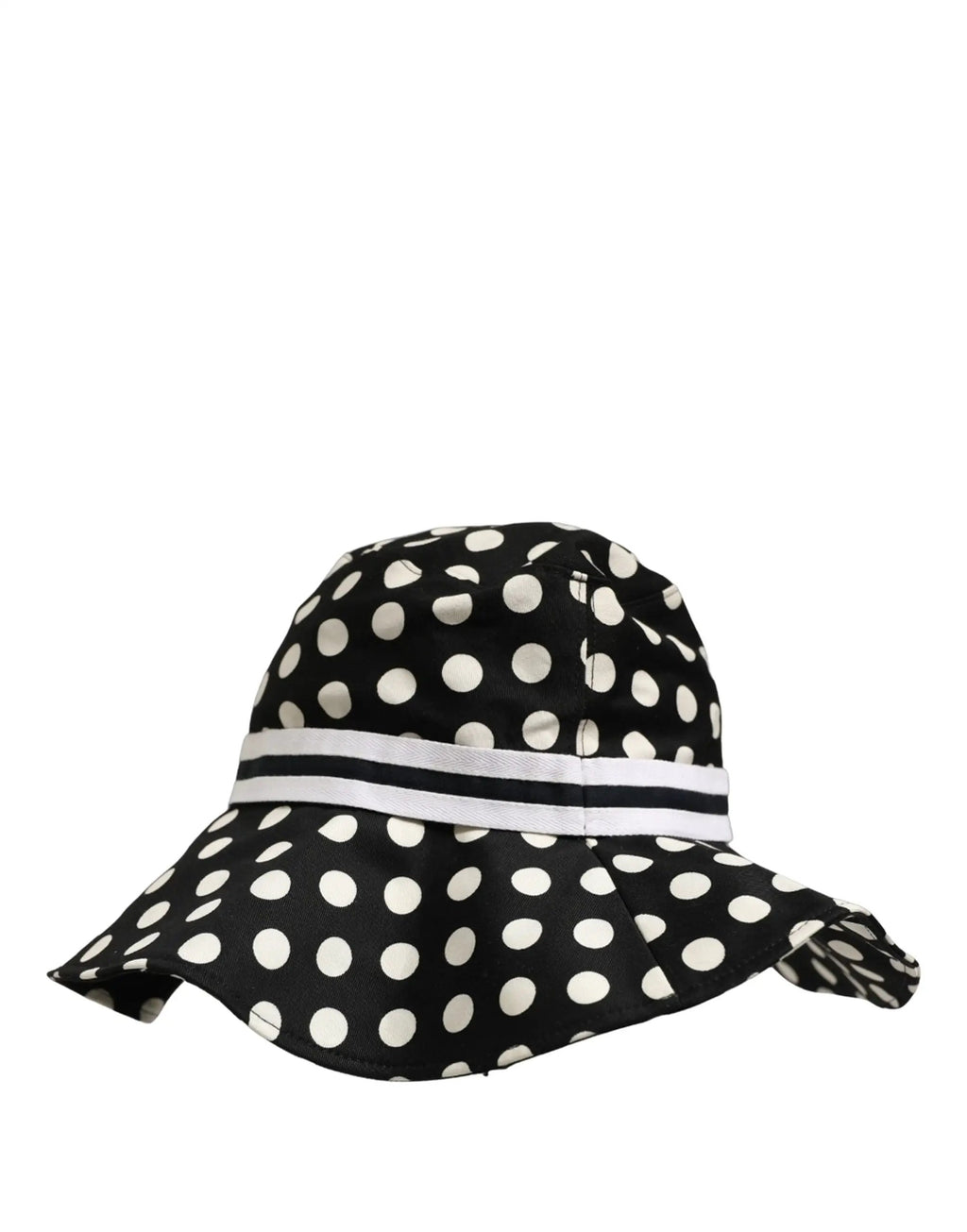 Dolce & Gabbana Black White Polka Dot Cotton Bucket Capello Hat