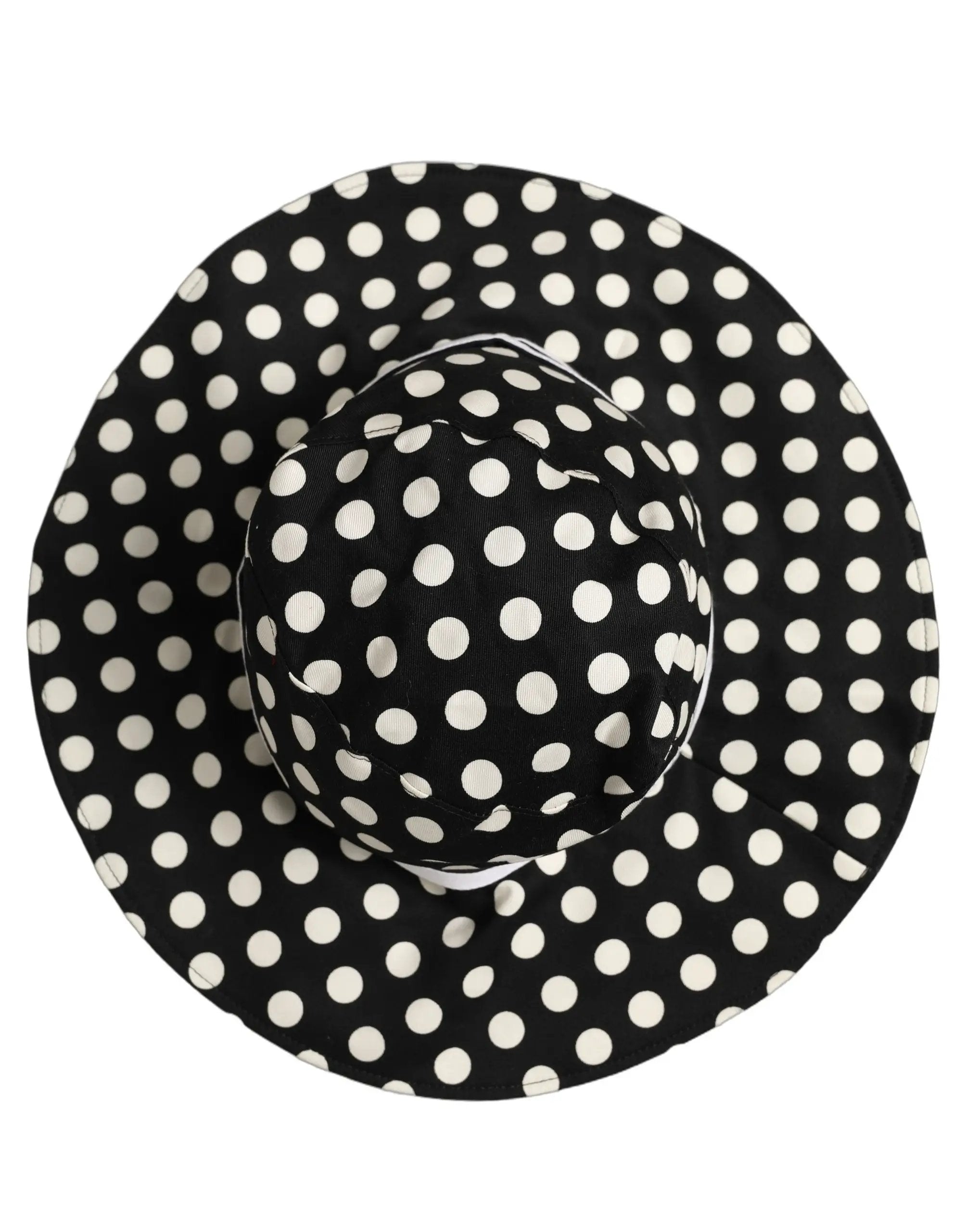 Dolce & Gabbana Black White Polka Dot Cotton Bucket Capello Hat