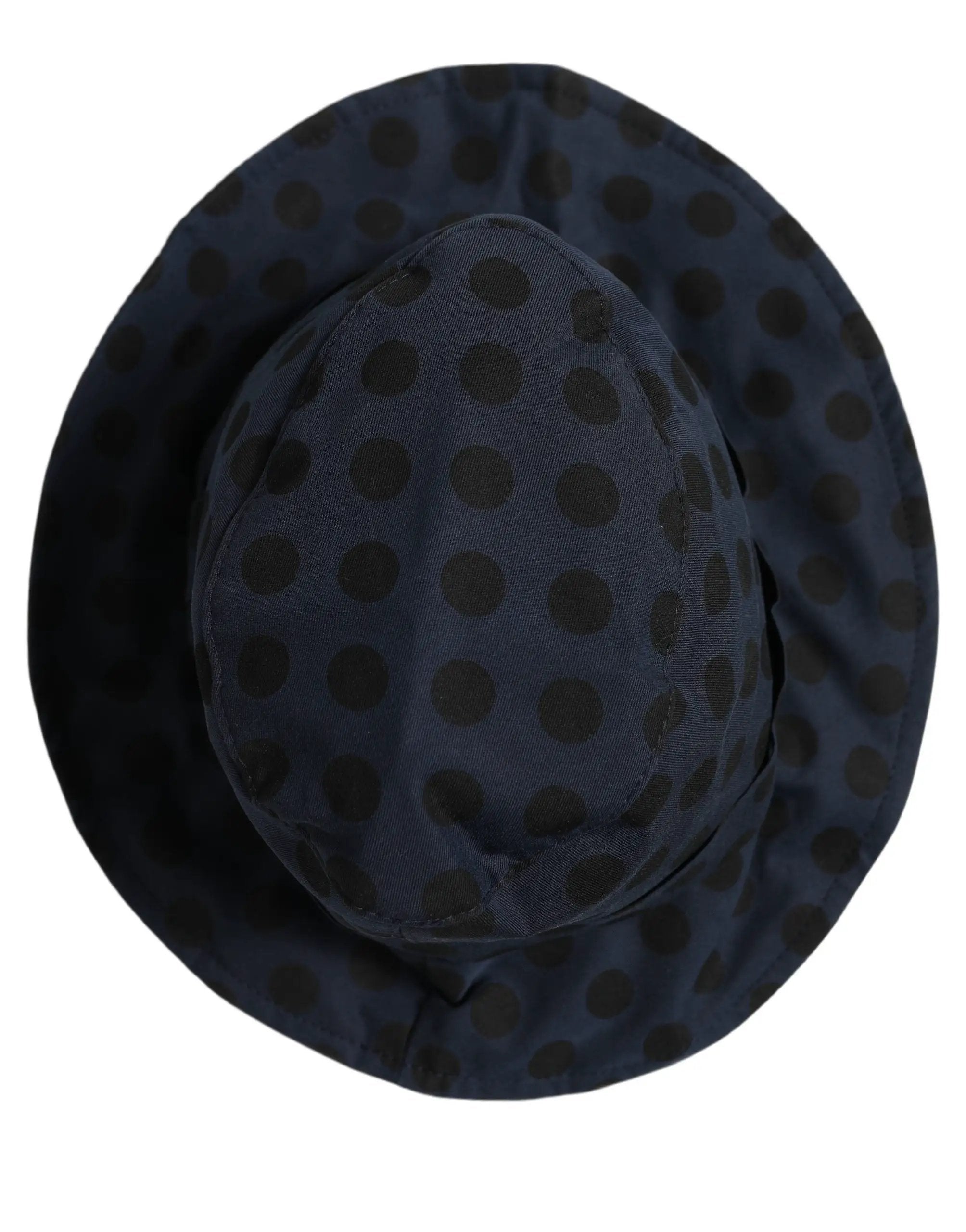 Dolce & Gabbana Blue Black Polka Dot Cotton Bucket Capello Hat