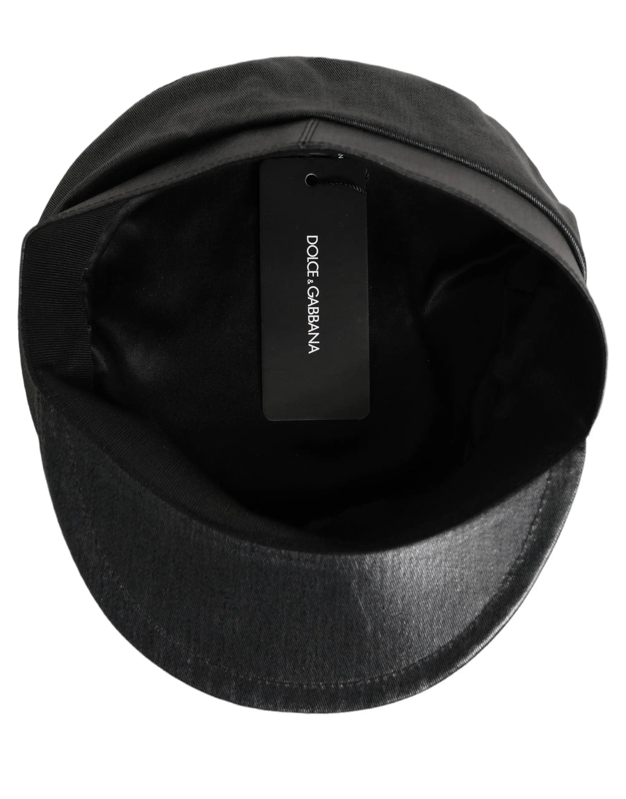 Dolce & Gabbana Black Cotton Gold DG Chain Baker Boy Capello Hat