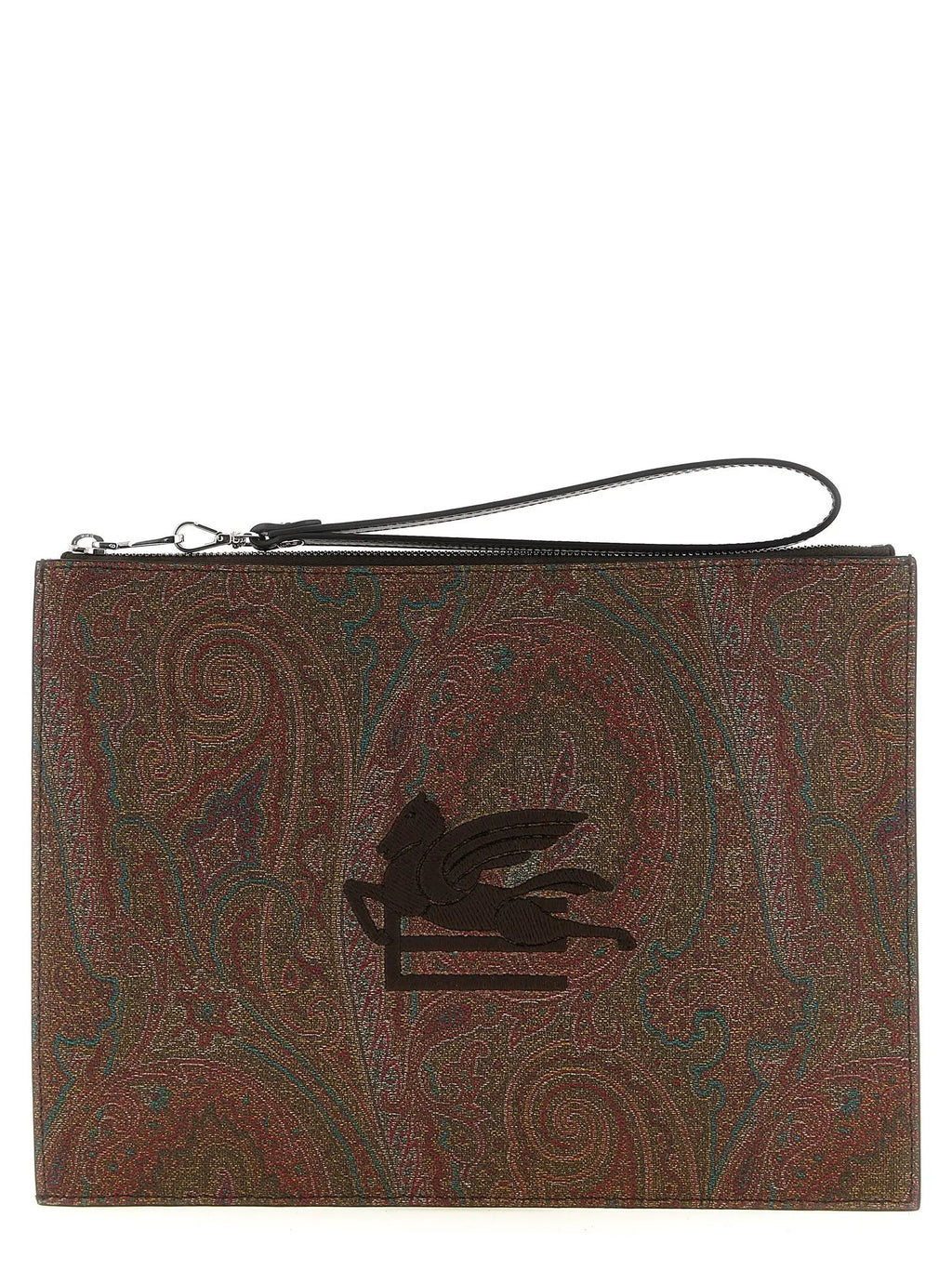 Etro Brown Cotton Clutch Bag