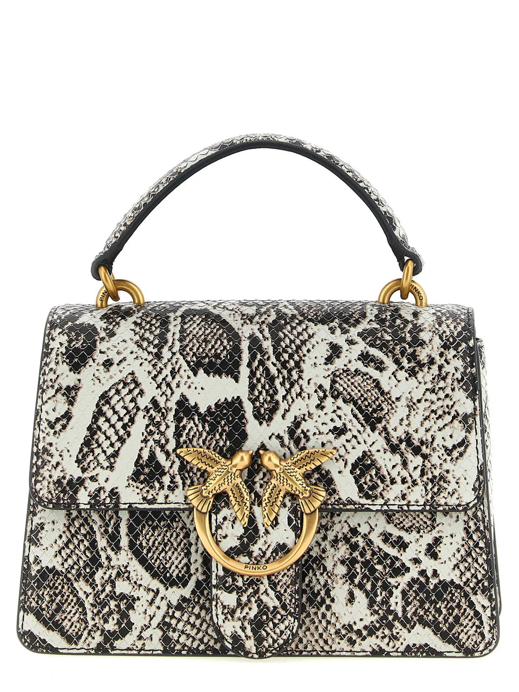 PINKO Gray Calfskin Handbag