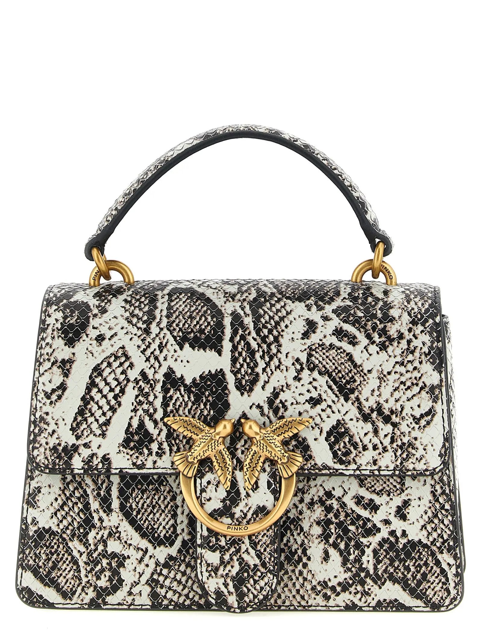 PINKO Gray Calfskin Handbag