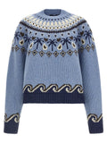 Alanui Blue Virgin Wool Cardigan